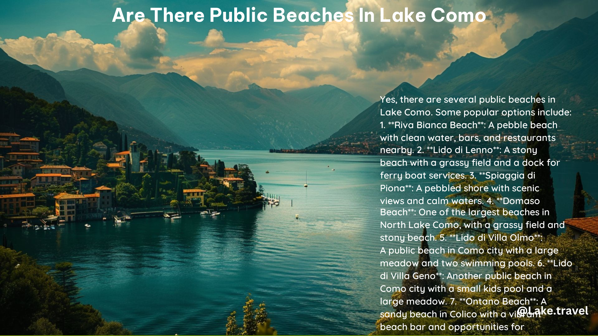 Are There Public Beaches in Lake Como