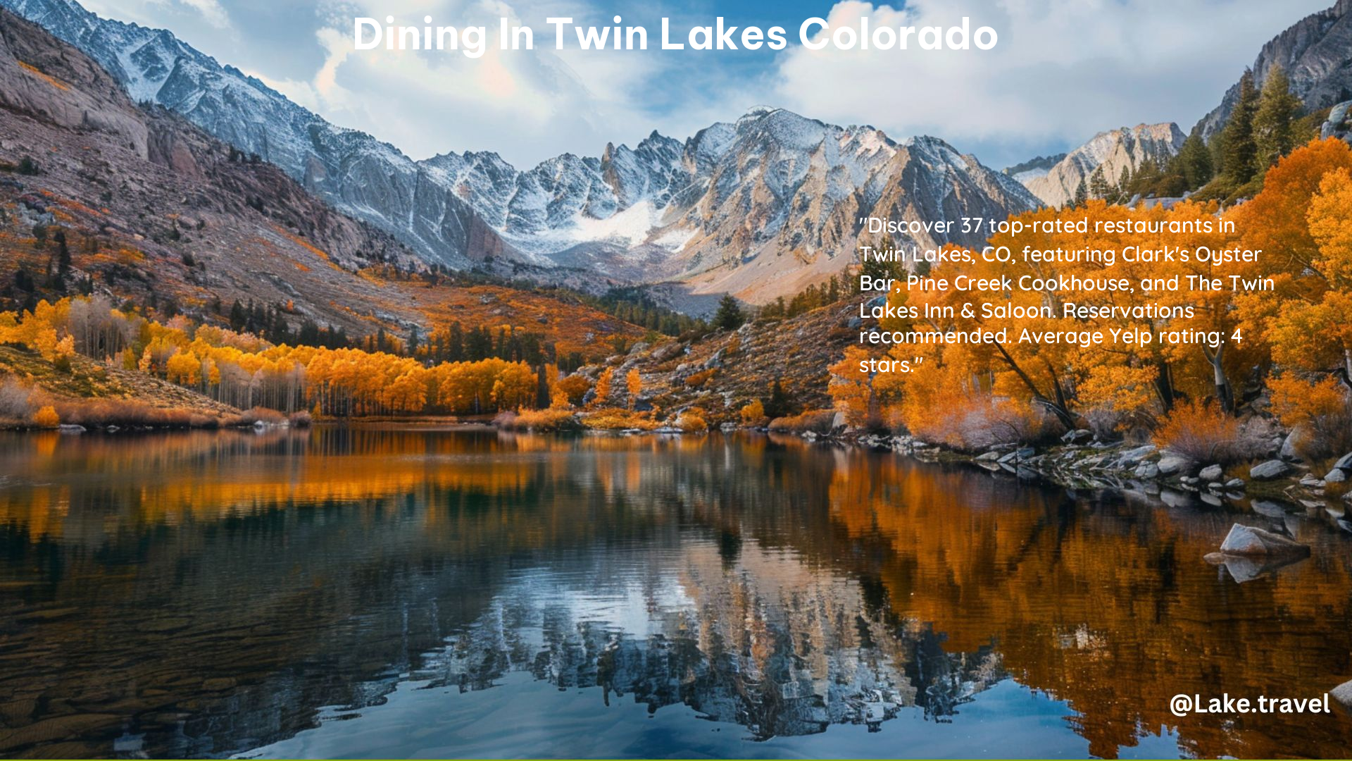 Dining in Twin Lakes Colorado