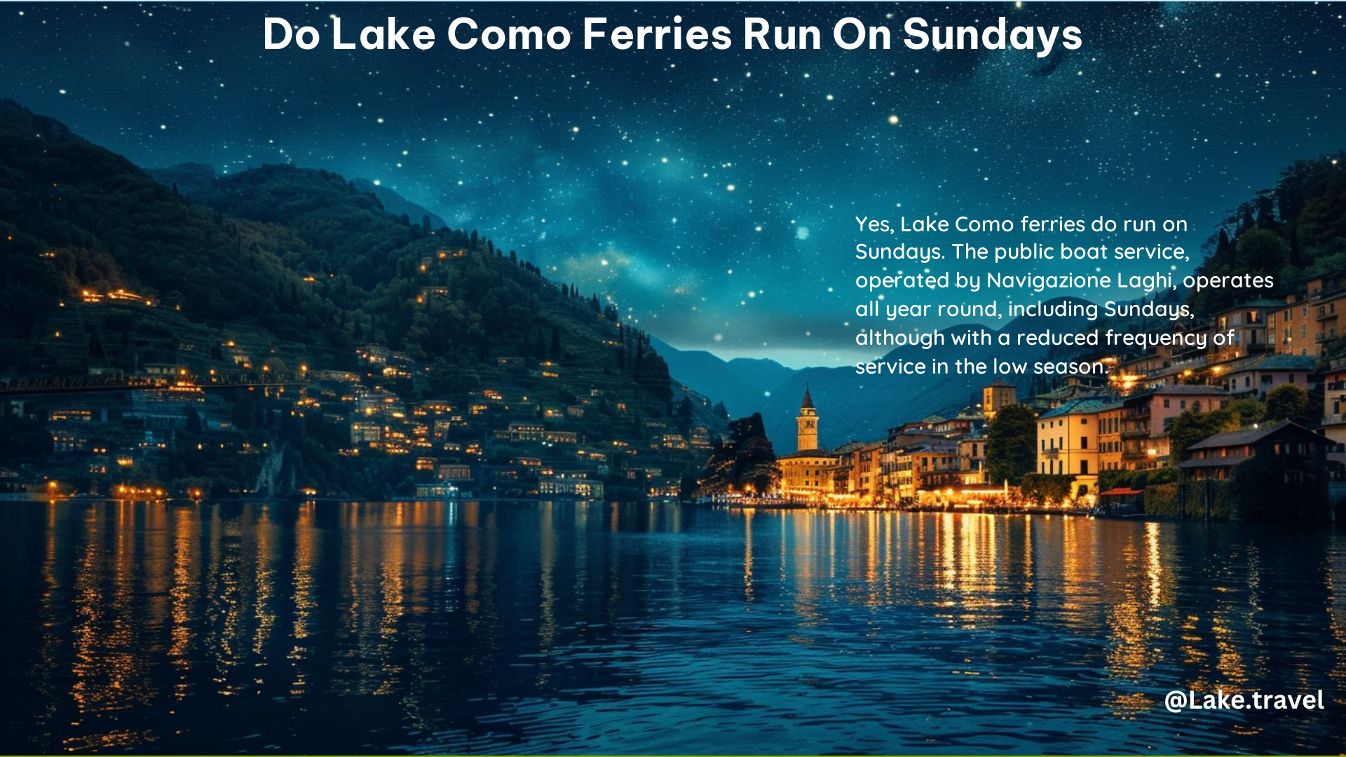 Do Lake Como Ferries Run on Sundays