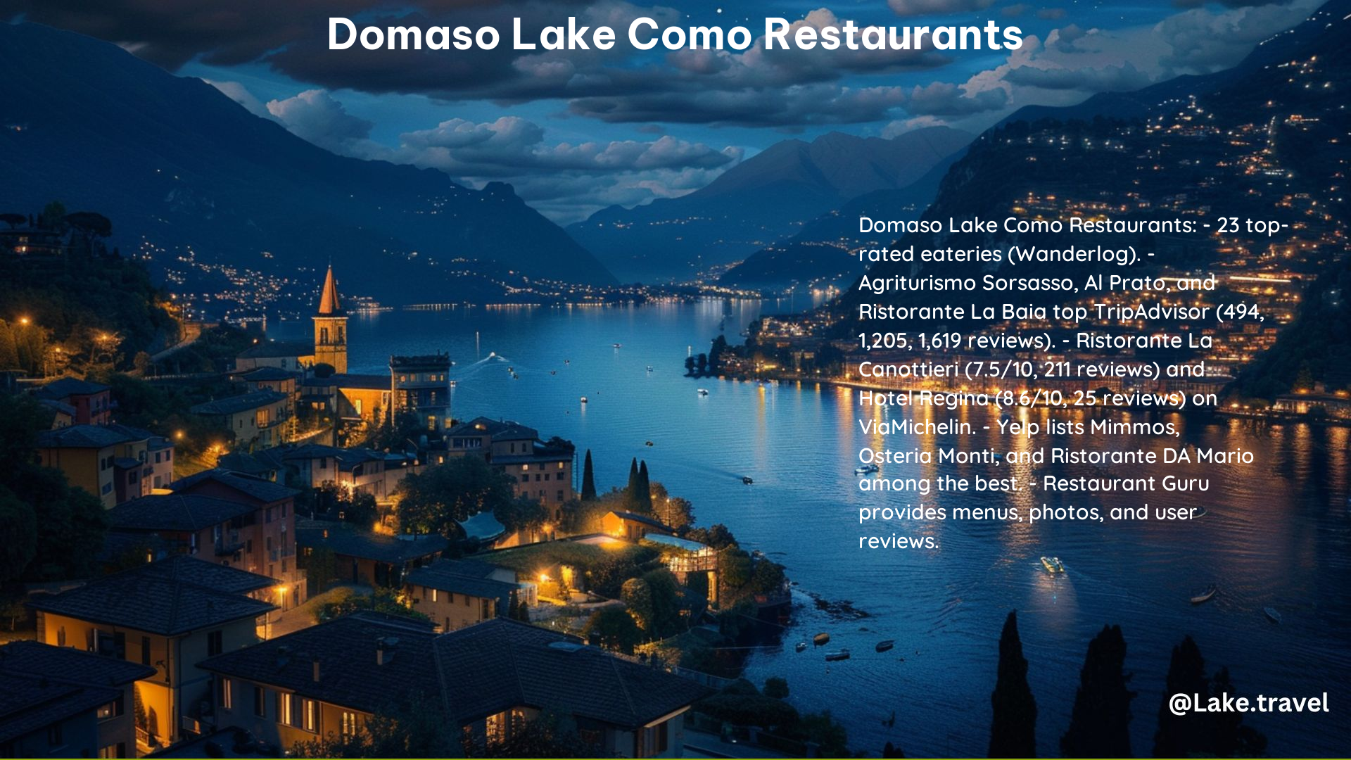 Domaso Lake Como Restaurants