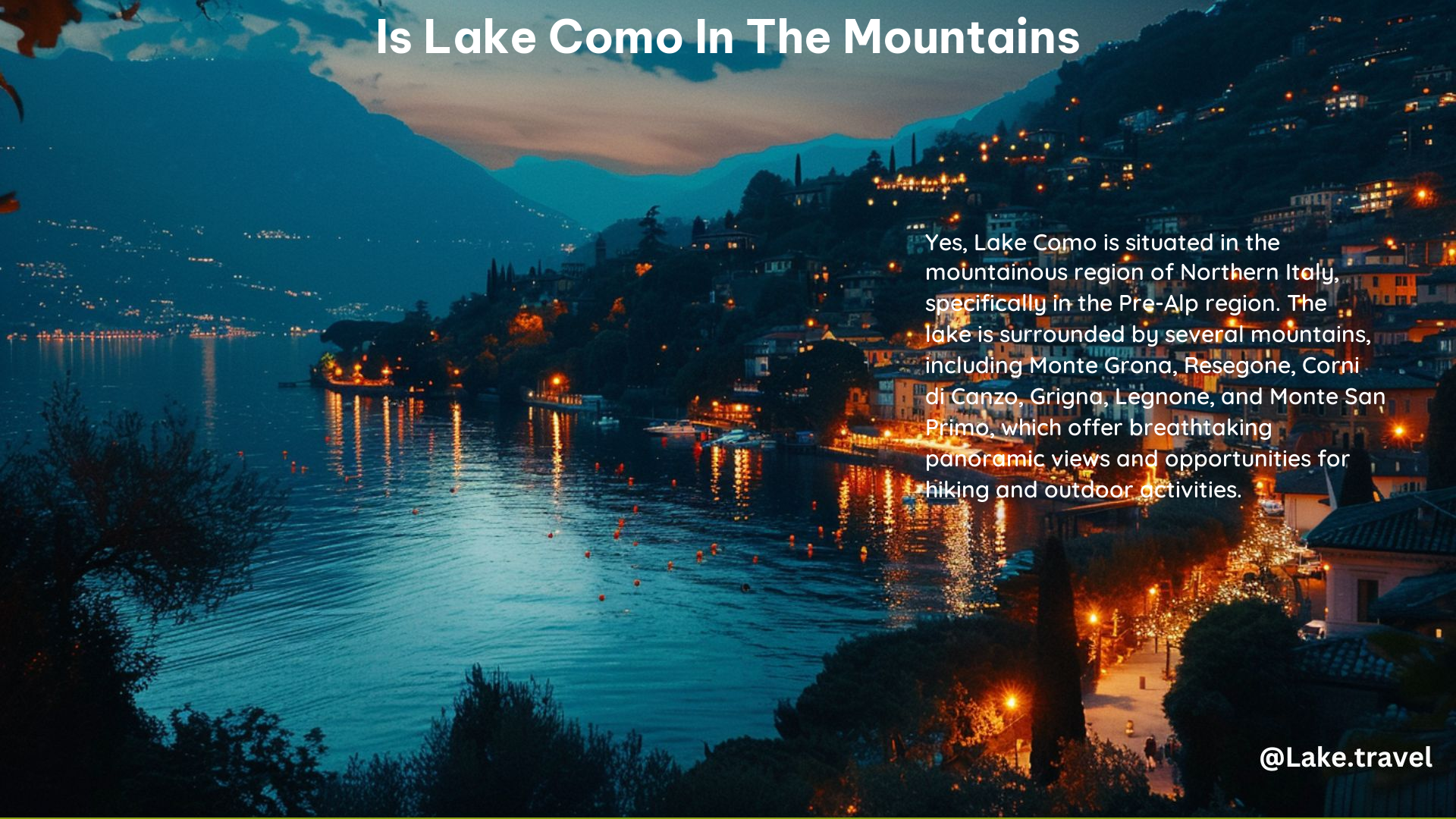 Is Lake Como in the Mountains