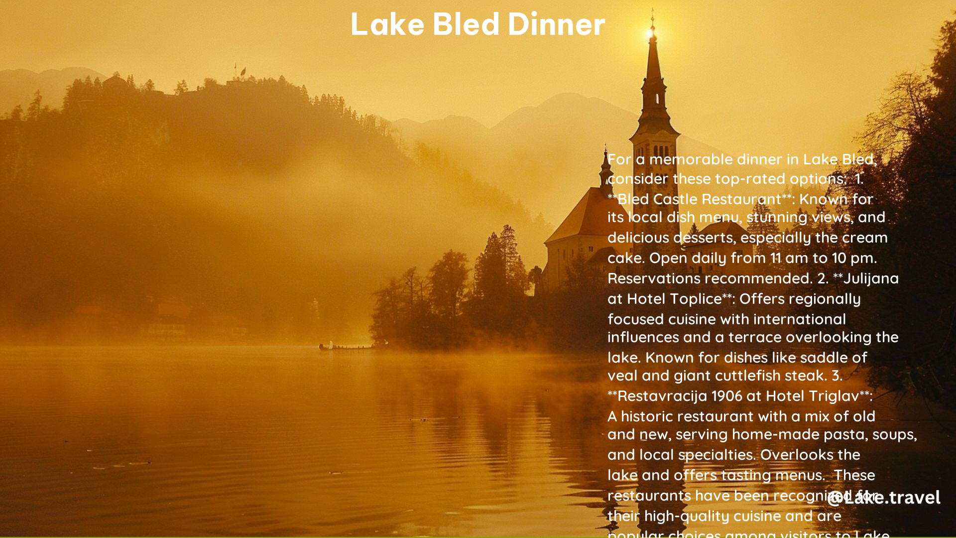 Lake Bled Dinner