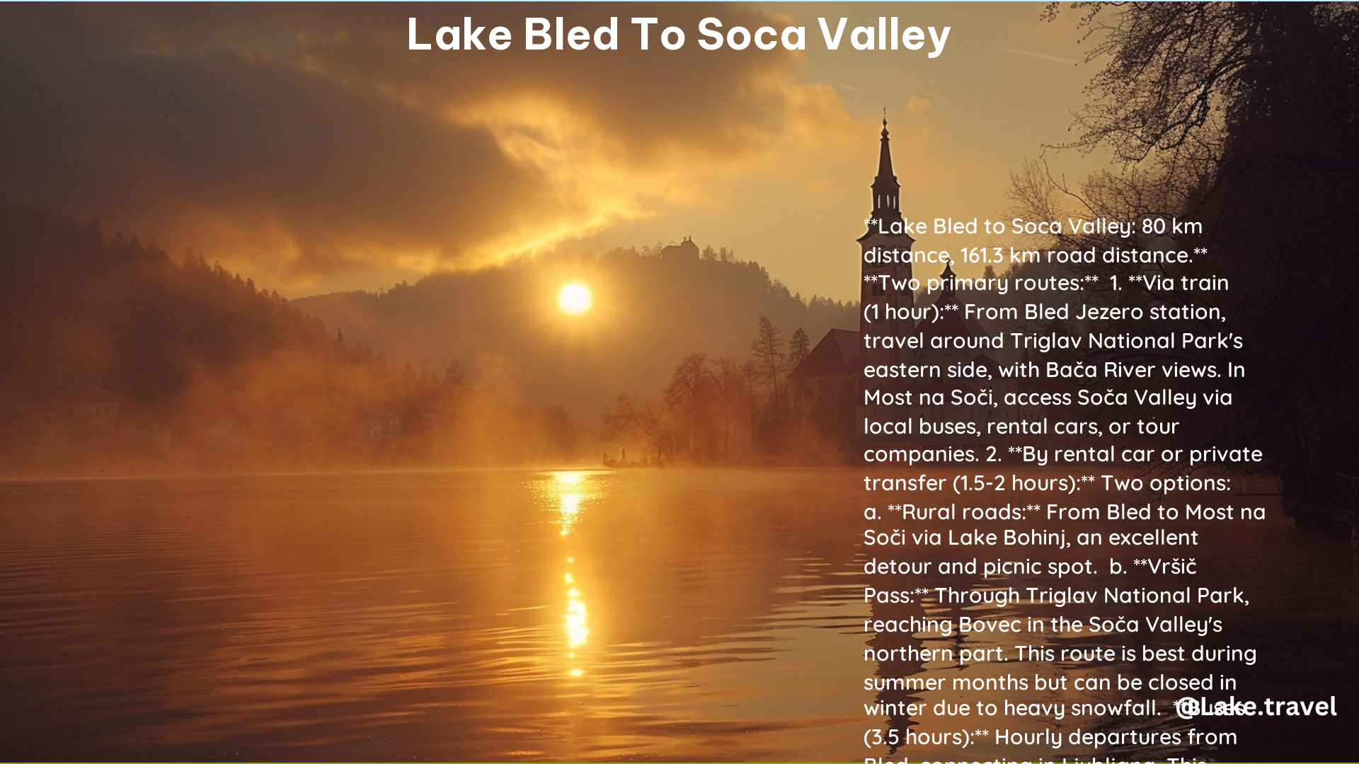 Lake Bled to Soca Valley