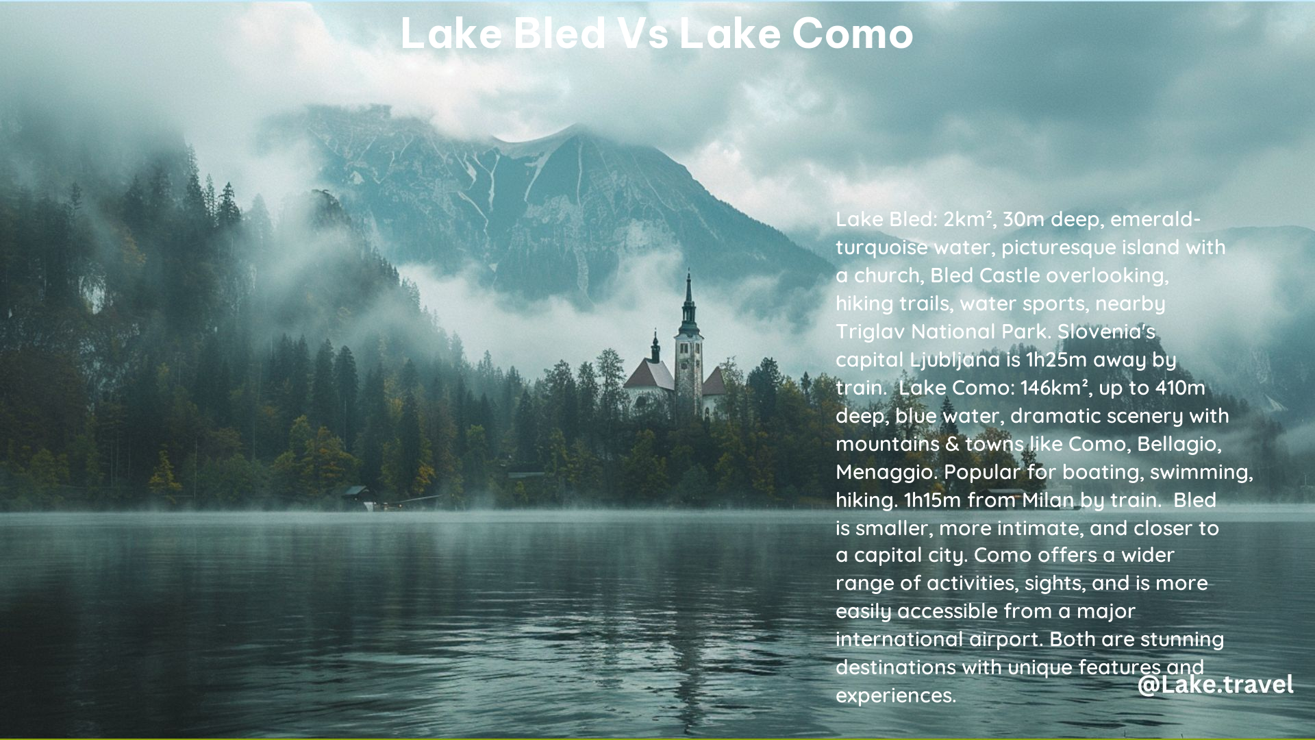 Lake Bled vs Lake Como