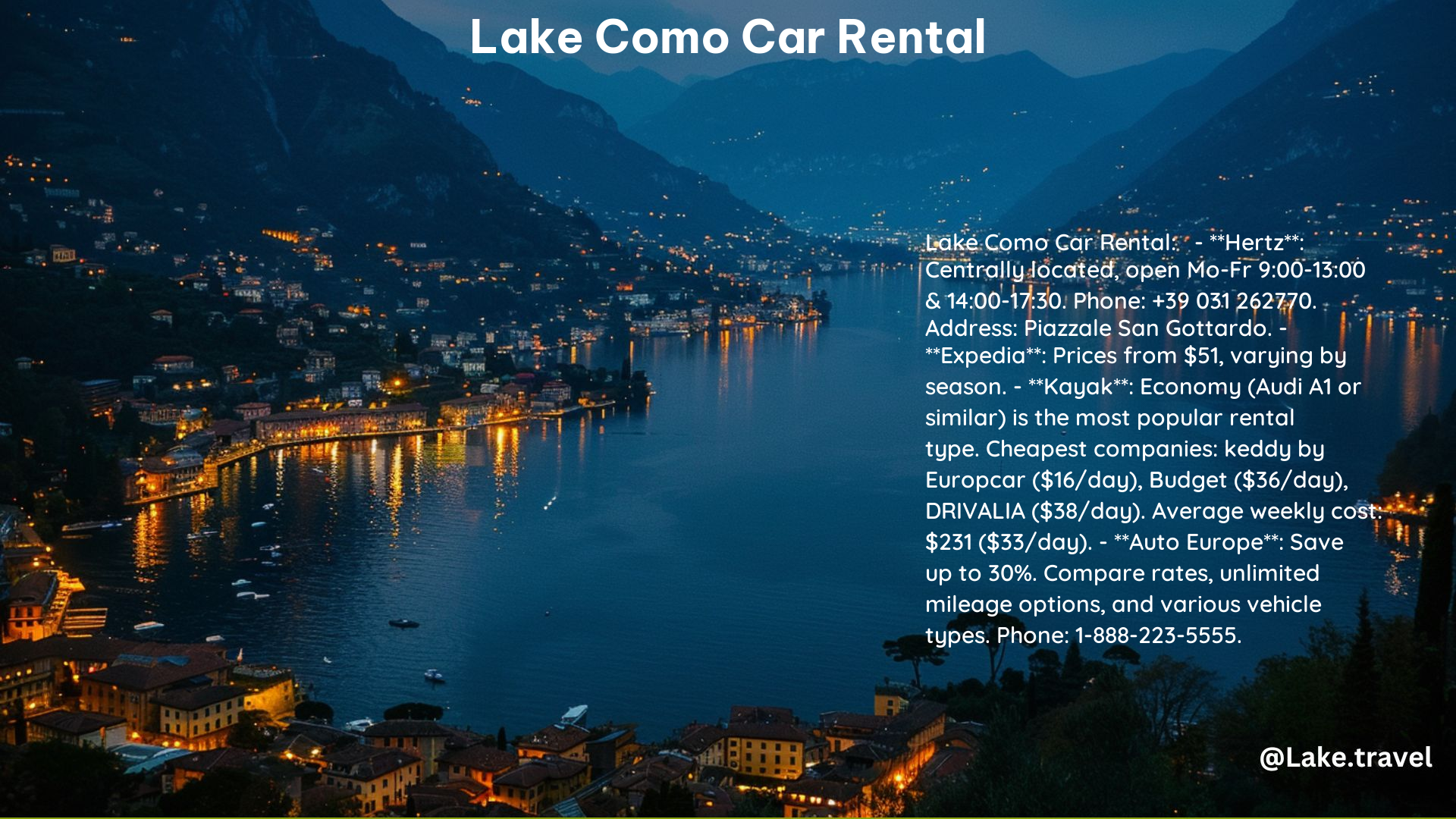 Lake Como Car Rental