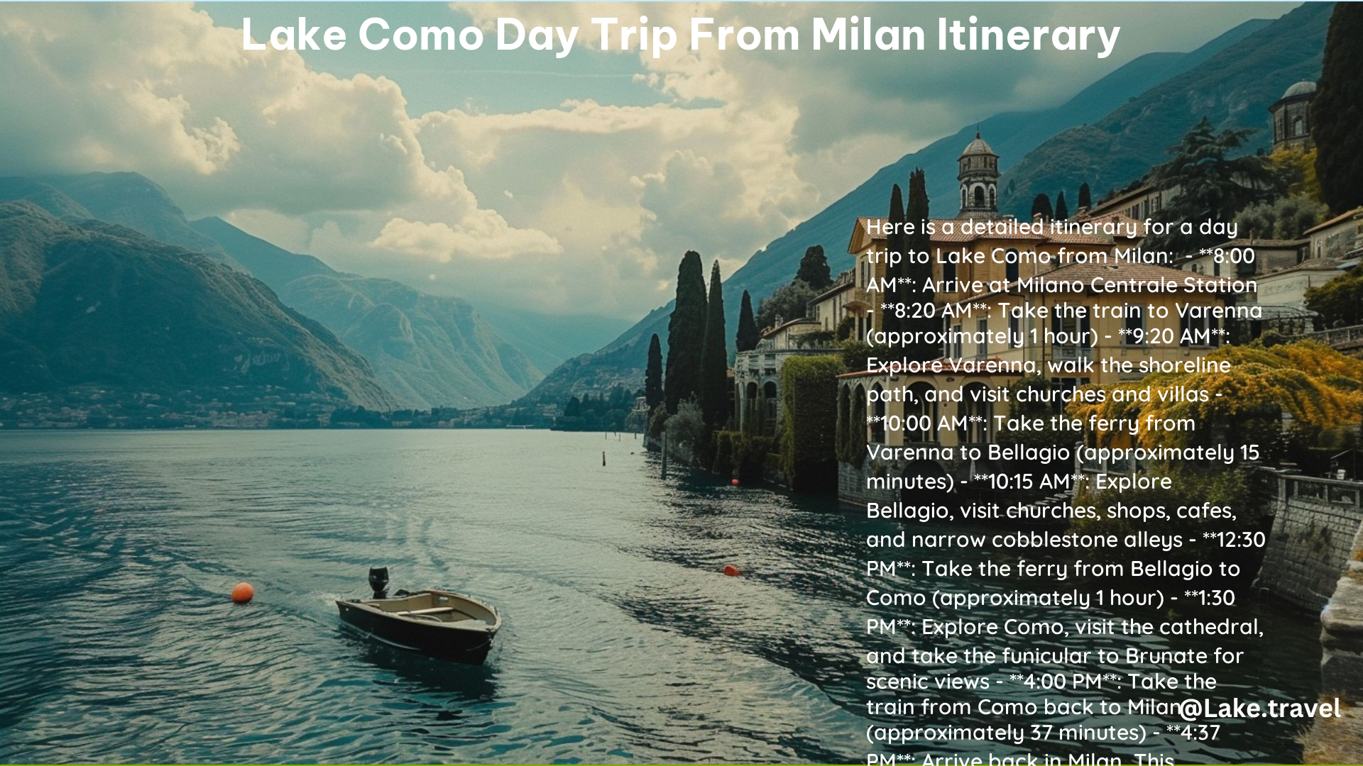 Lake Como Day Trip From Milan Itinerary