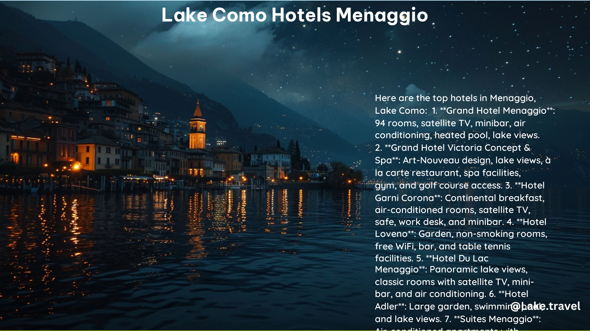 Lake Como Hotels Menaggio