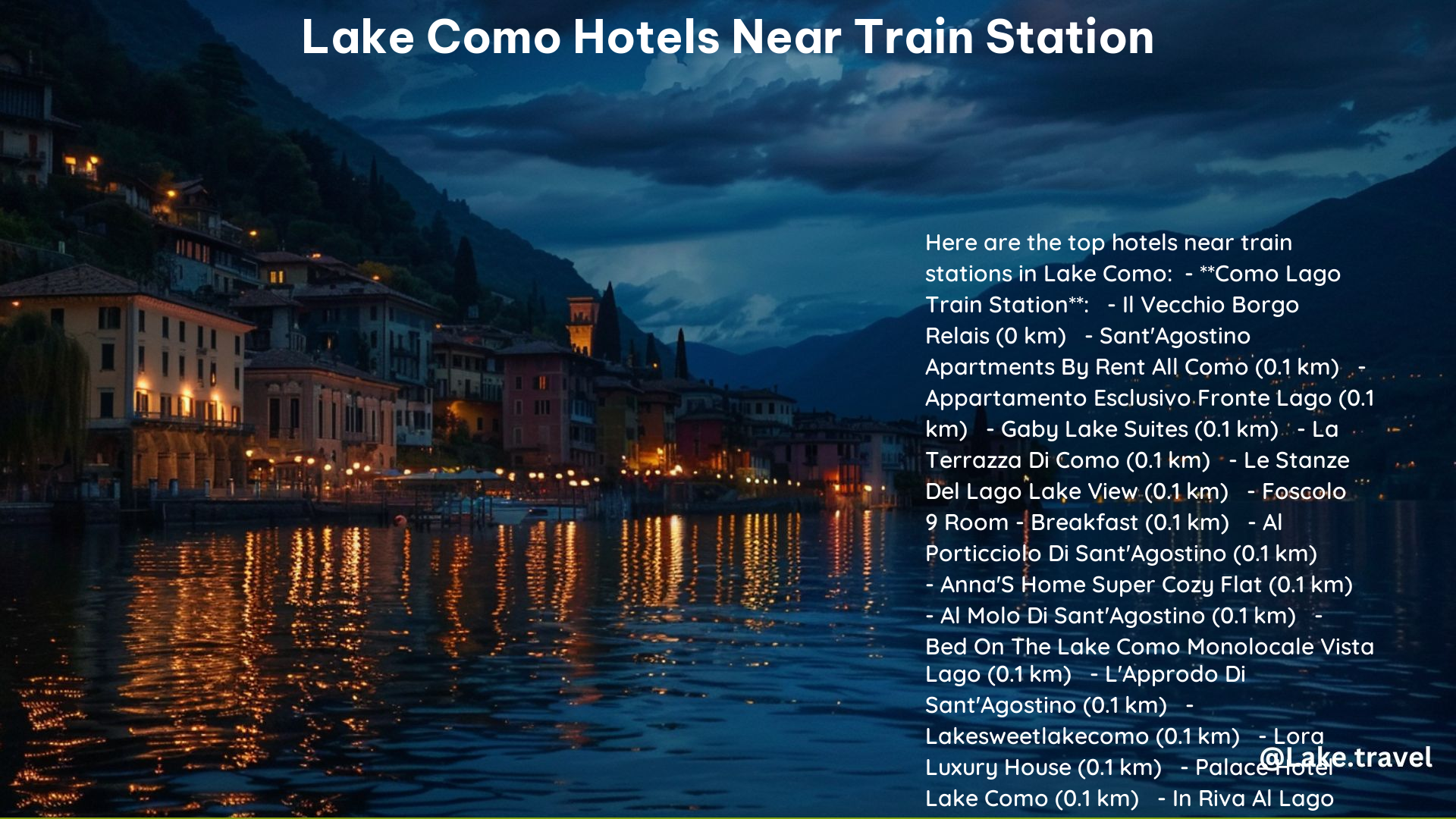 Lake Como Hotels Near Train Station