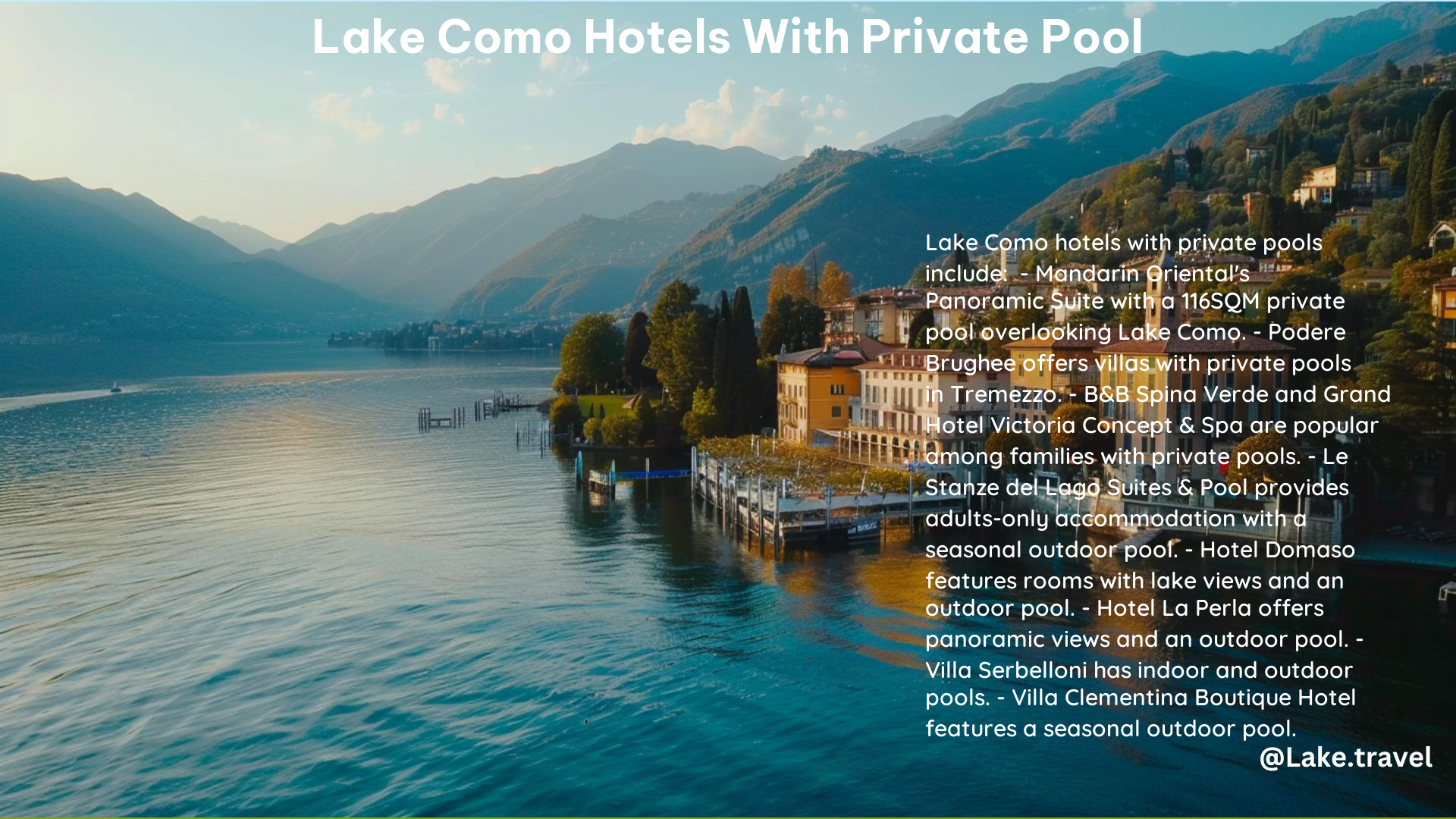 Lake Como Hotels With Private Pool