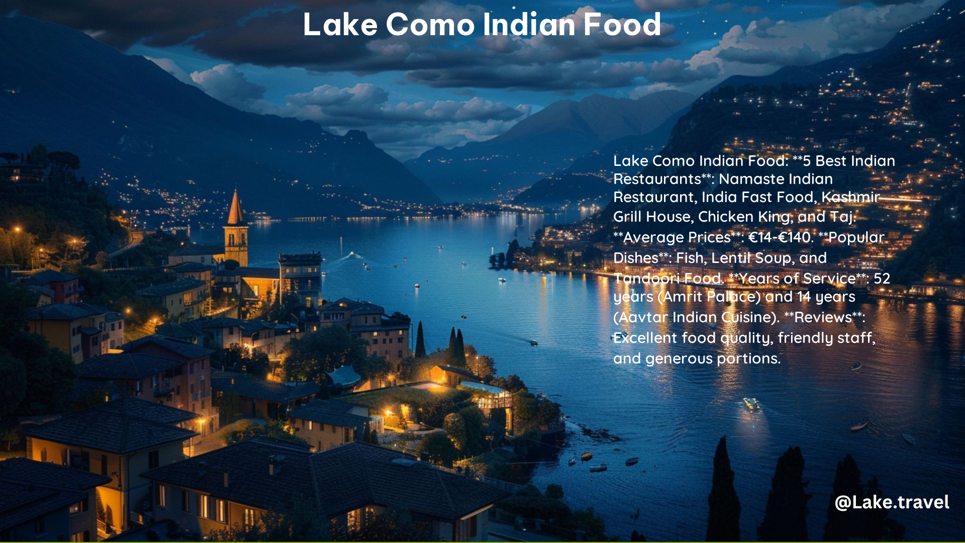 Lake Como Indian Food