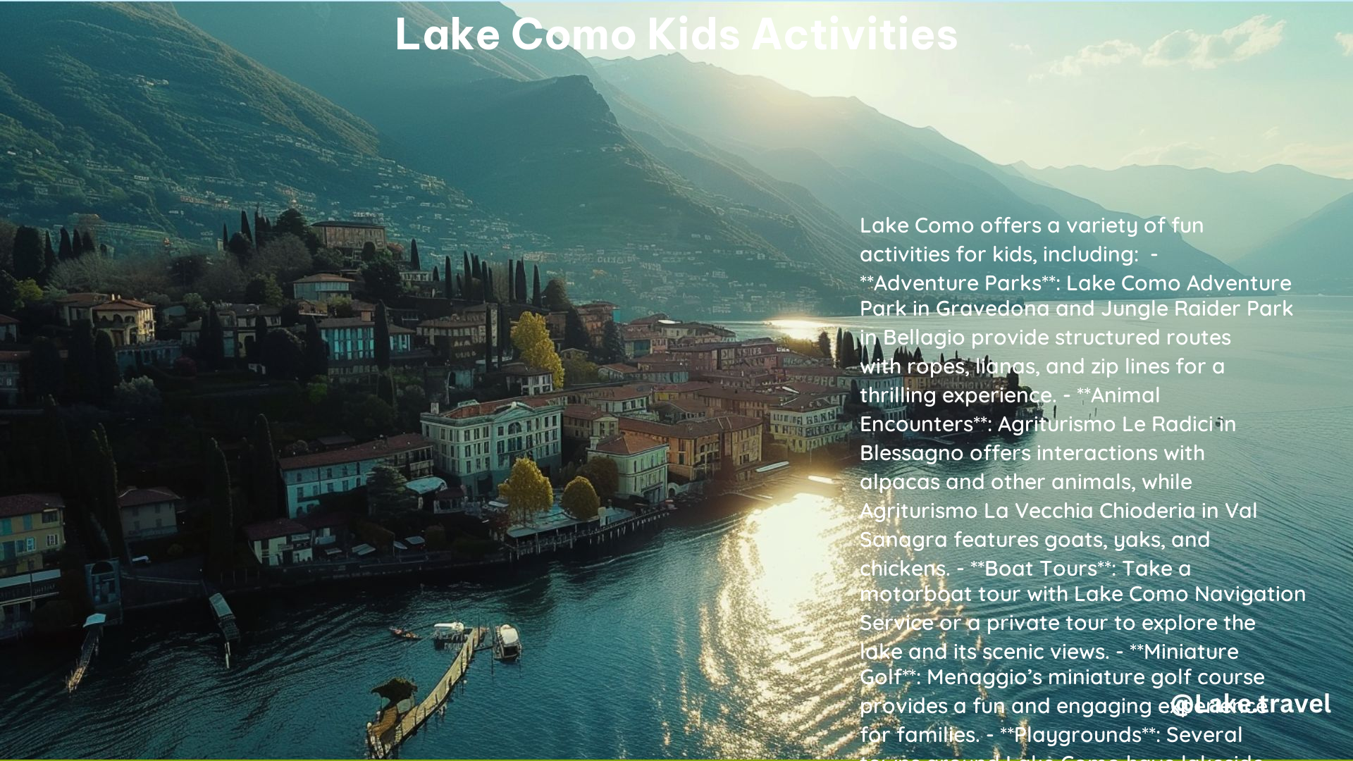 Lake Como Kids Activities