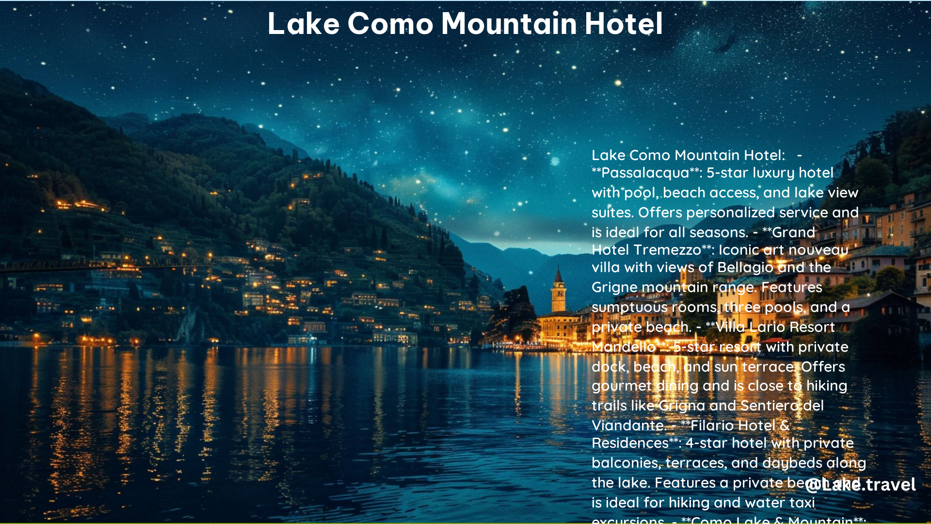 Lake Como Mountain Hotel