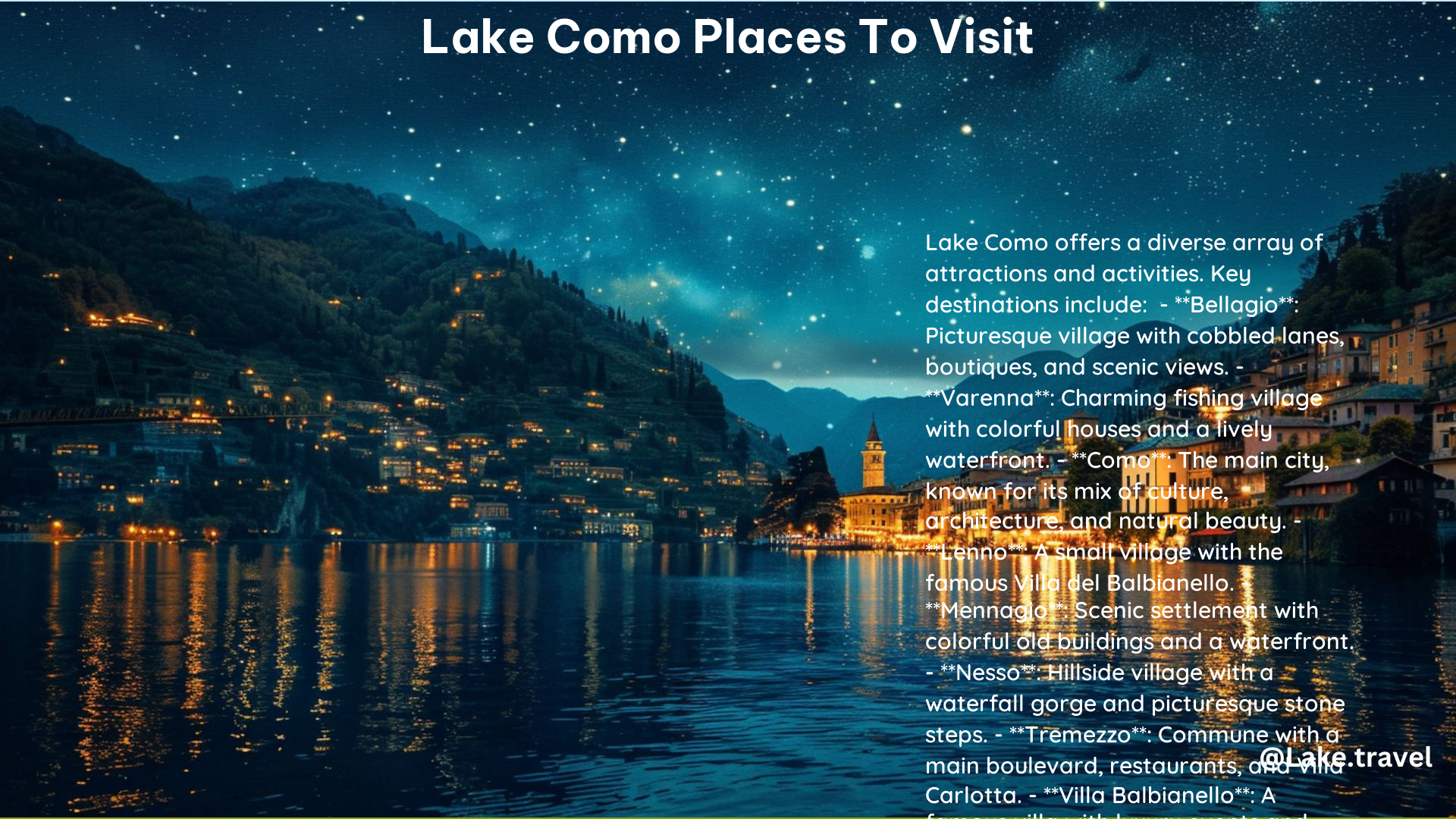 Lake Como Places to Visit