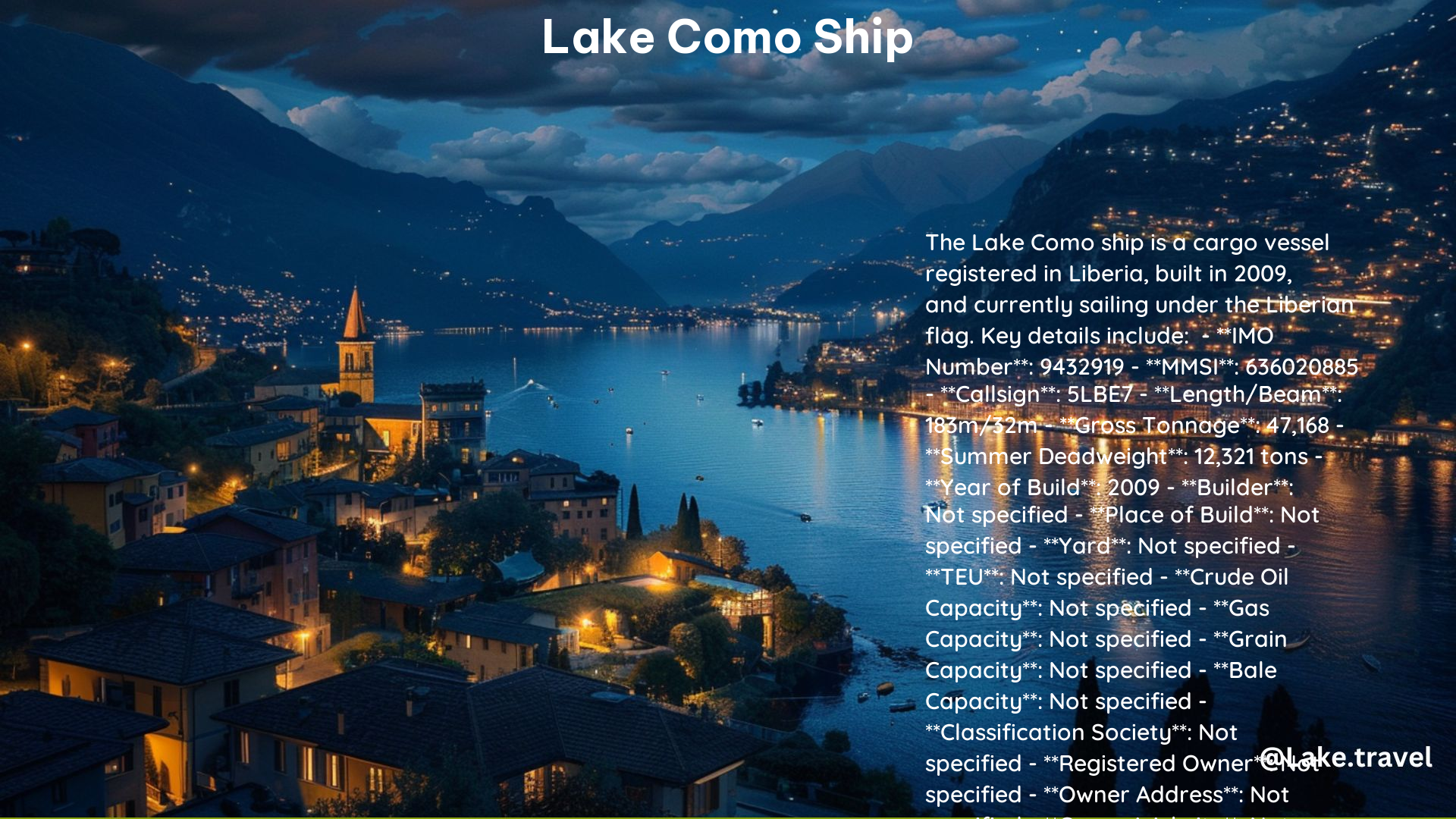 Lake Como Ship