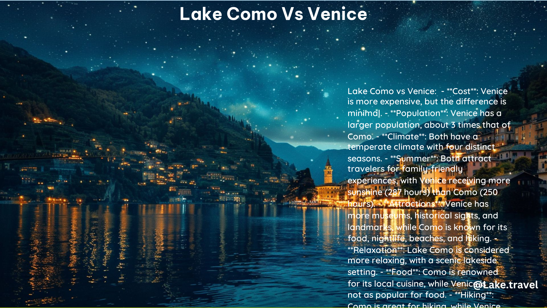 Lake Como vs Venice