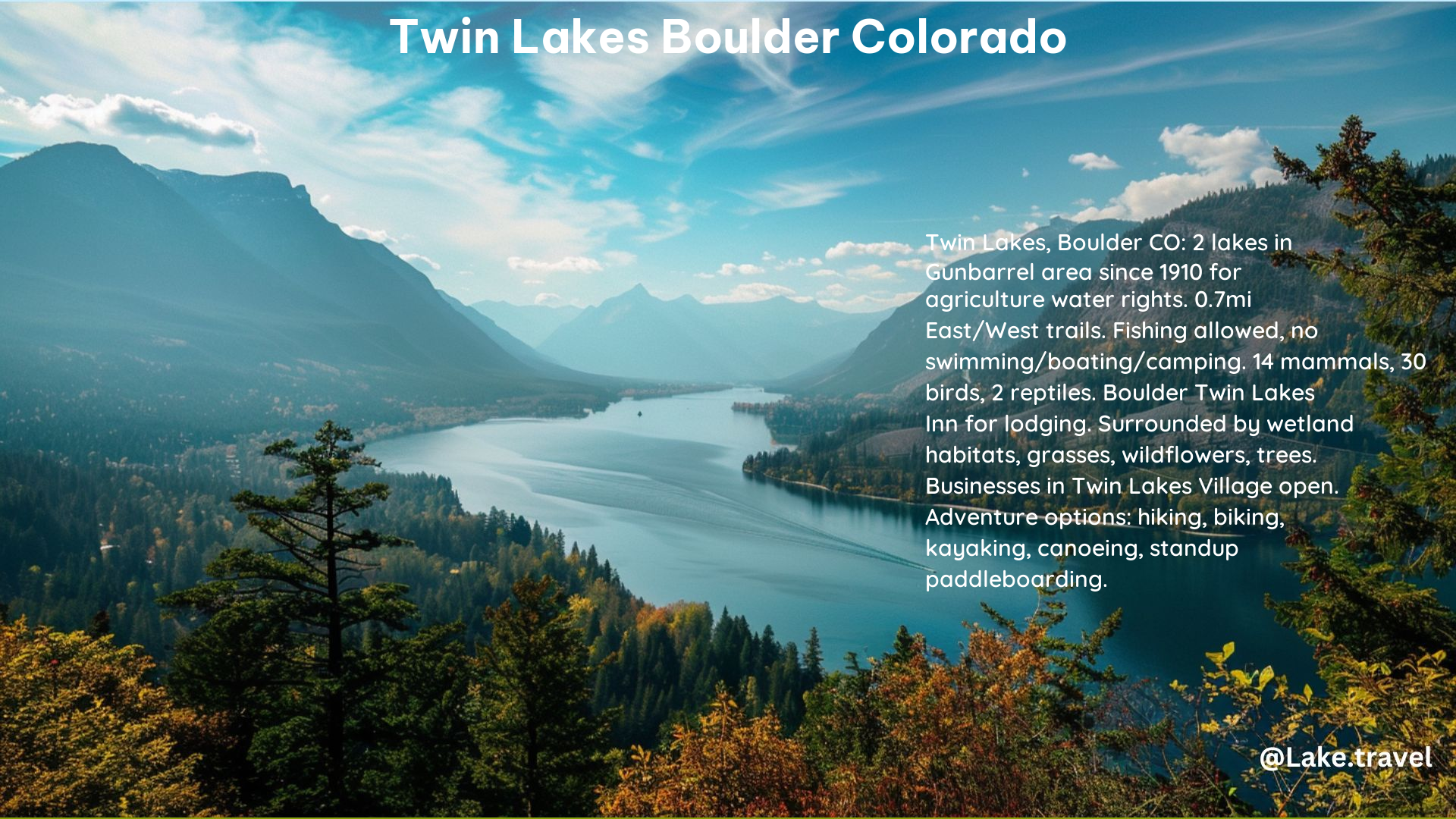 Twin Lakes Boulder Colorado