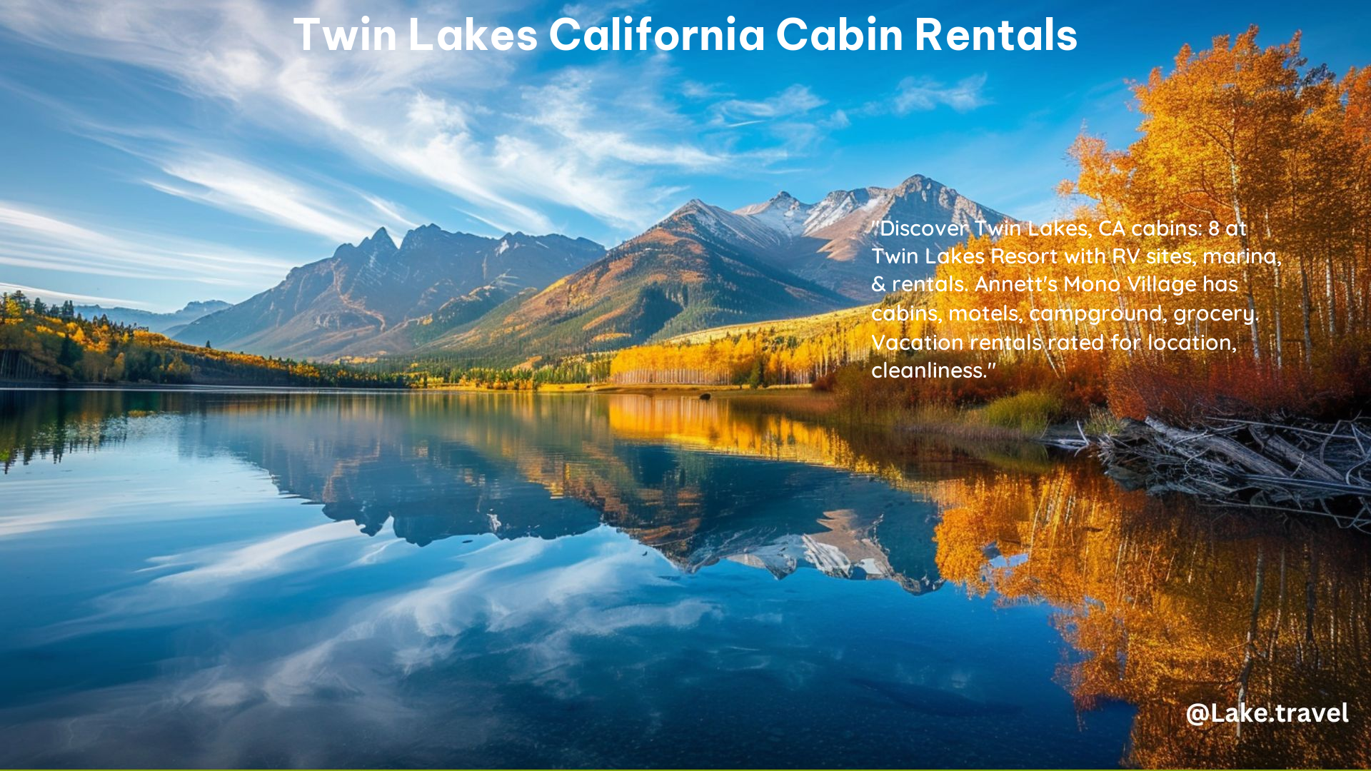 Twin Lakes California Cabin Rentals