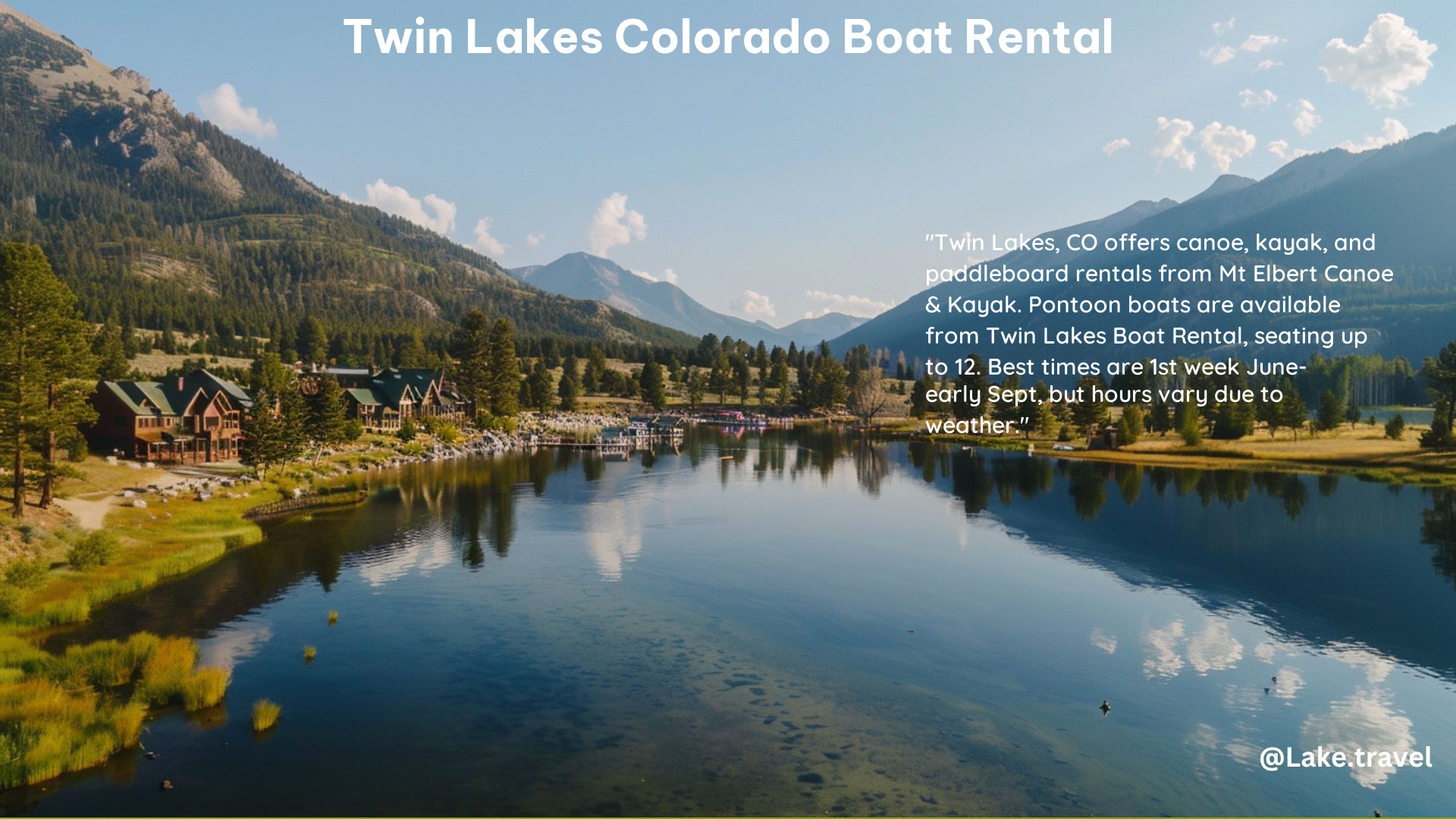 Twin Lakes Colorado Boat Rental