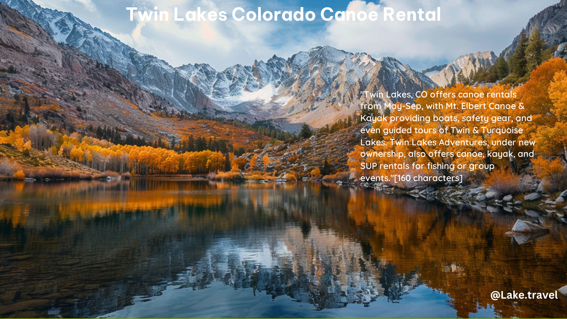 Twin Lakes Colorado Canoe Rental