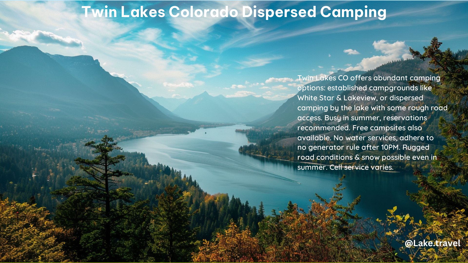 Twin Lakes Colorado Dispersed Camping