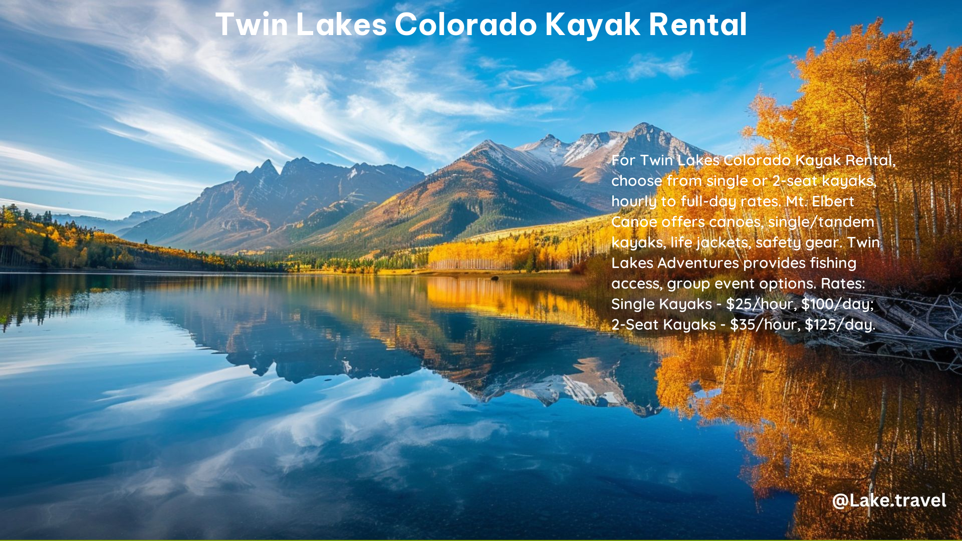 Twin Lakes Colorado Kayak Rental