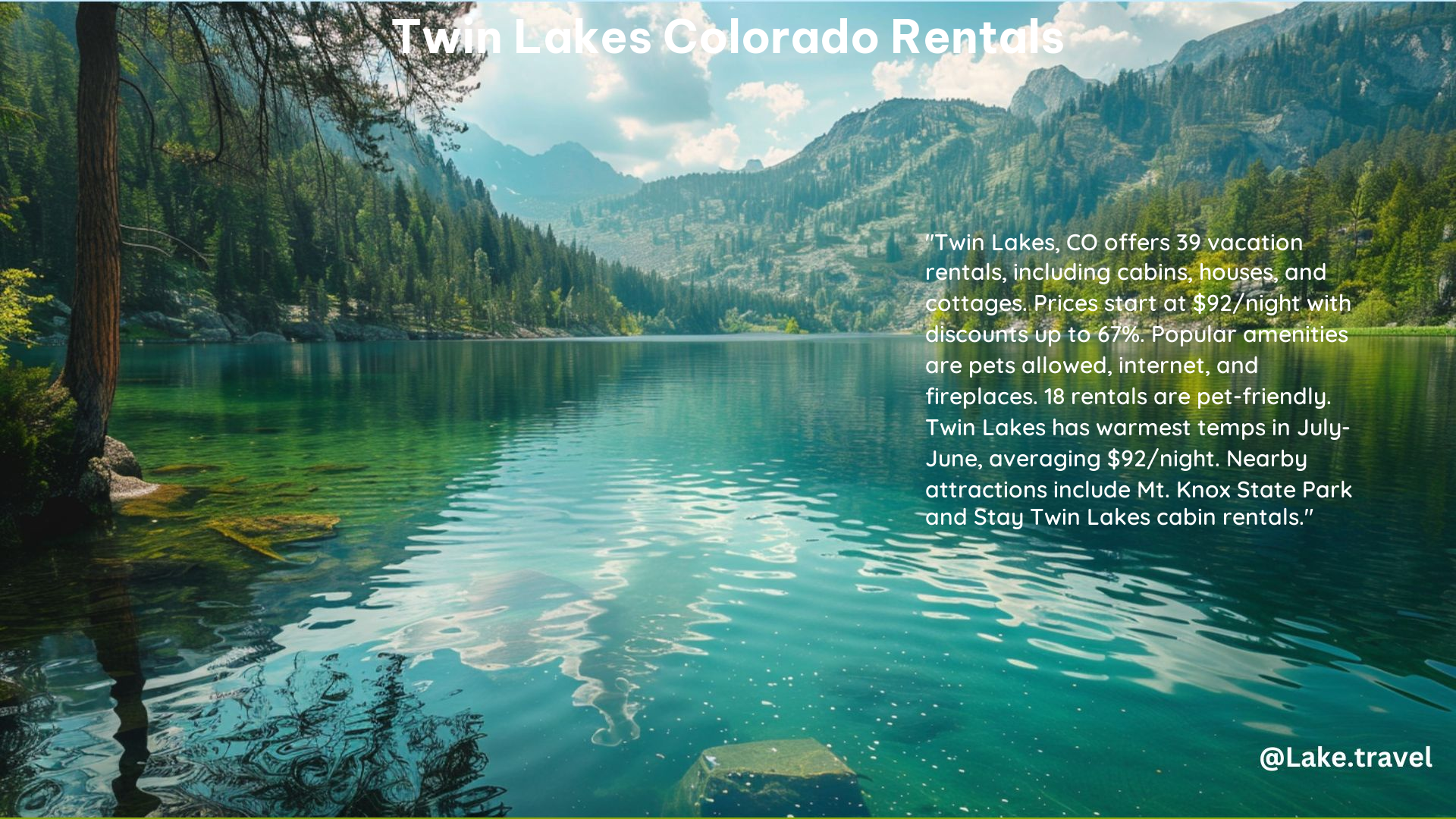 Twin Lakes Colorado Rentals