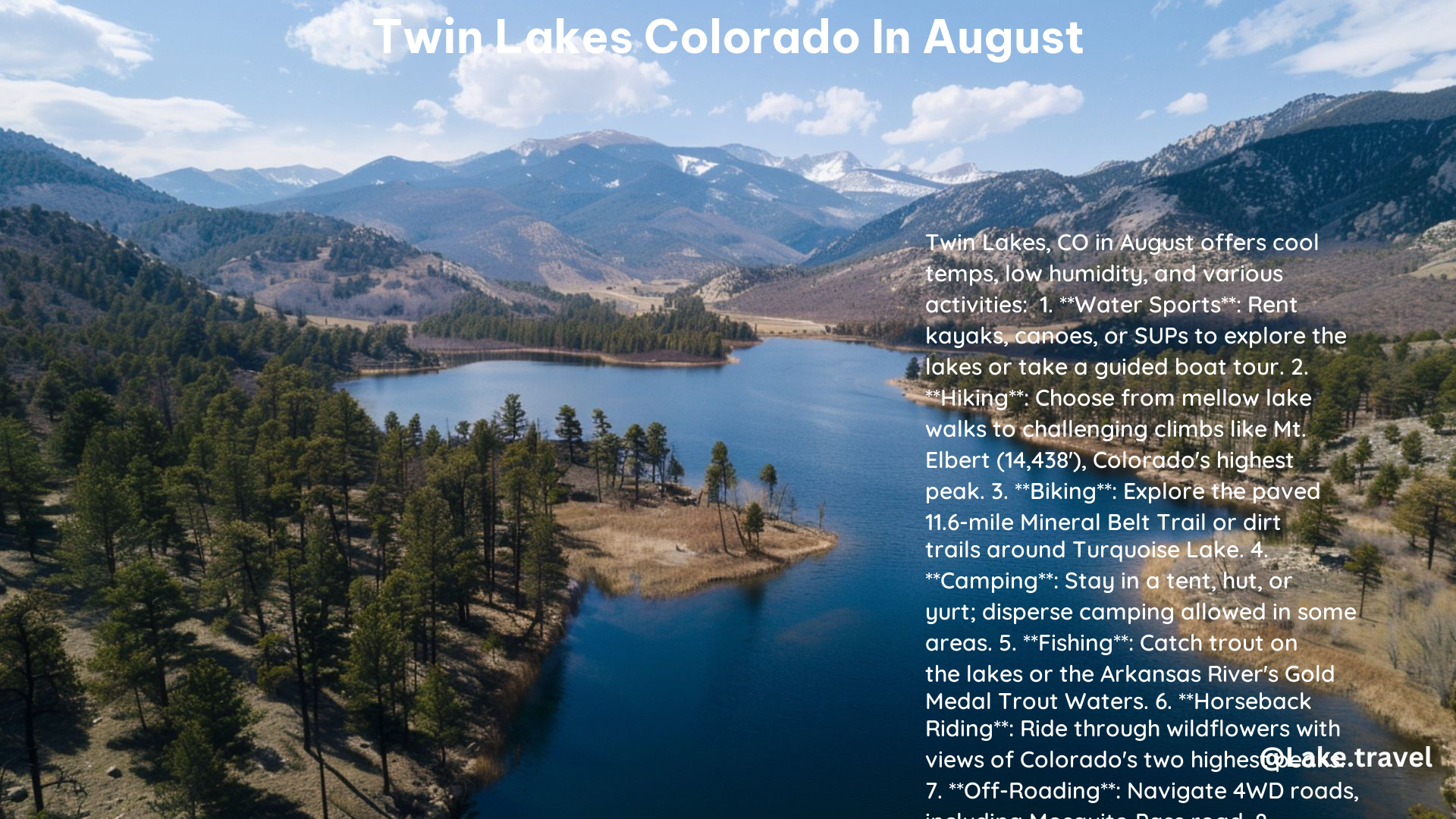 Twin Lakes Colorado in August