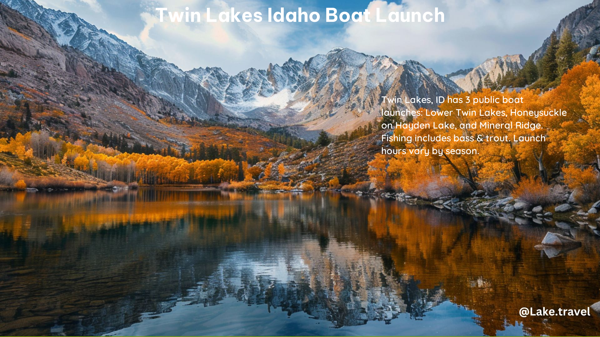 Twin Lakes Idaho Boat Launch