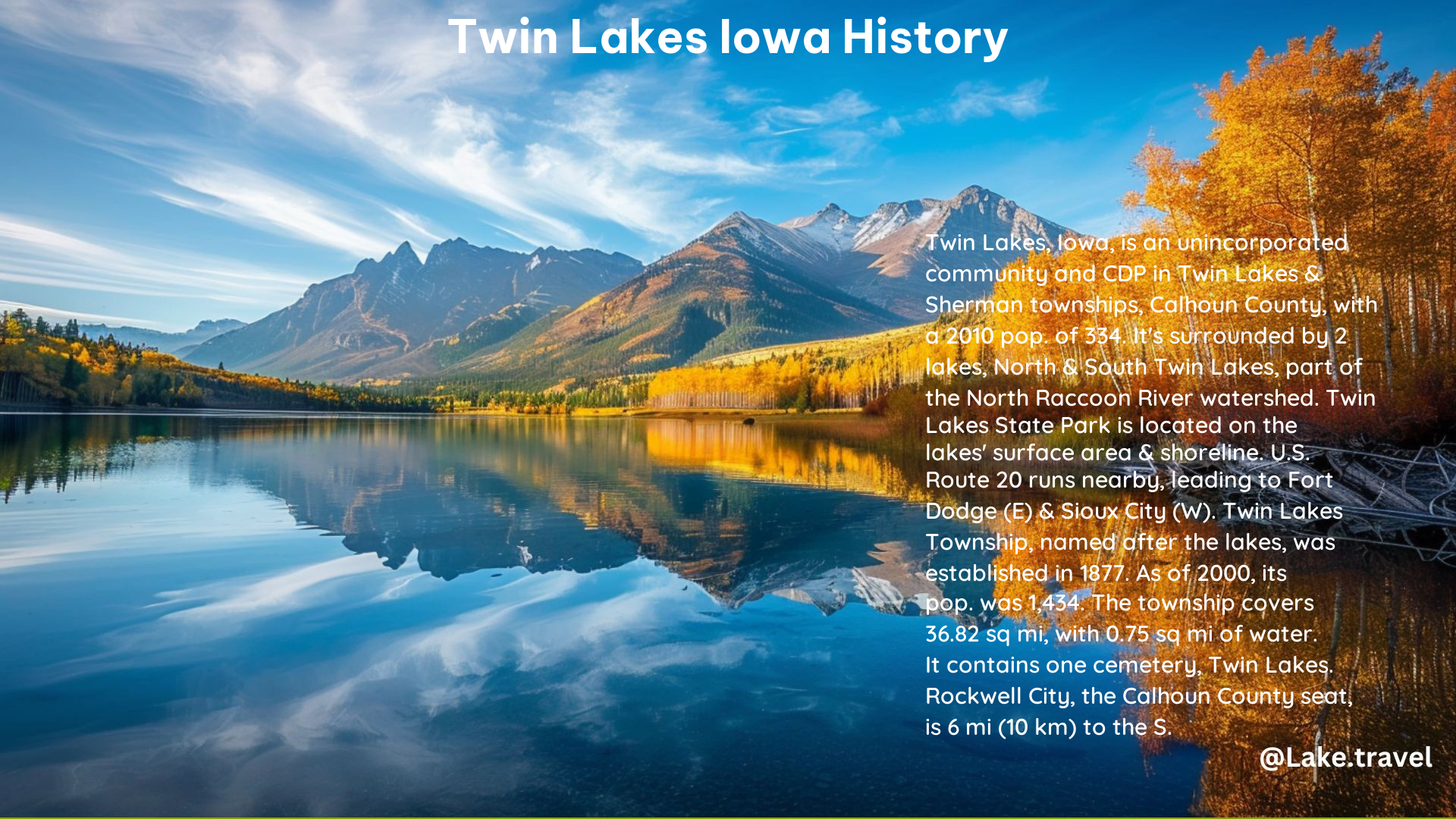 Twin Lakes Iowa History