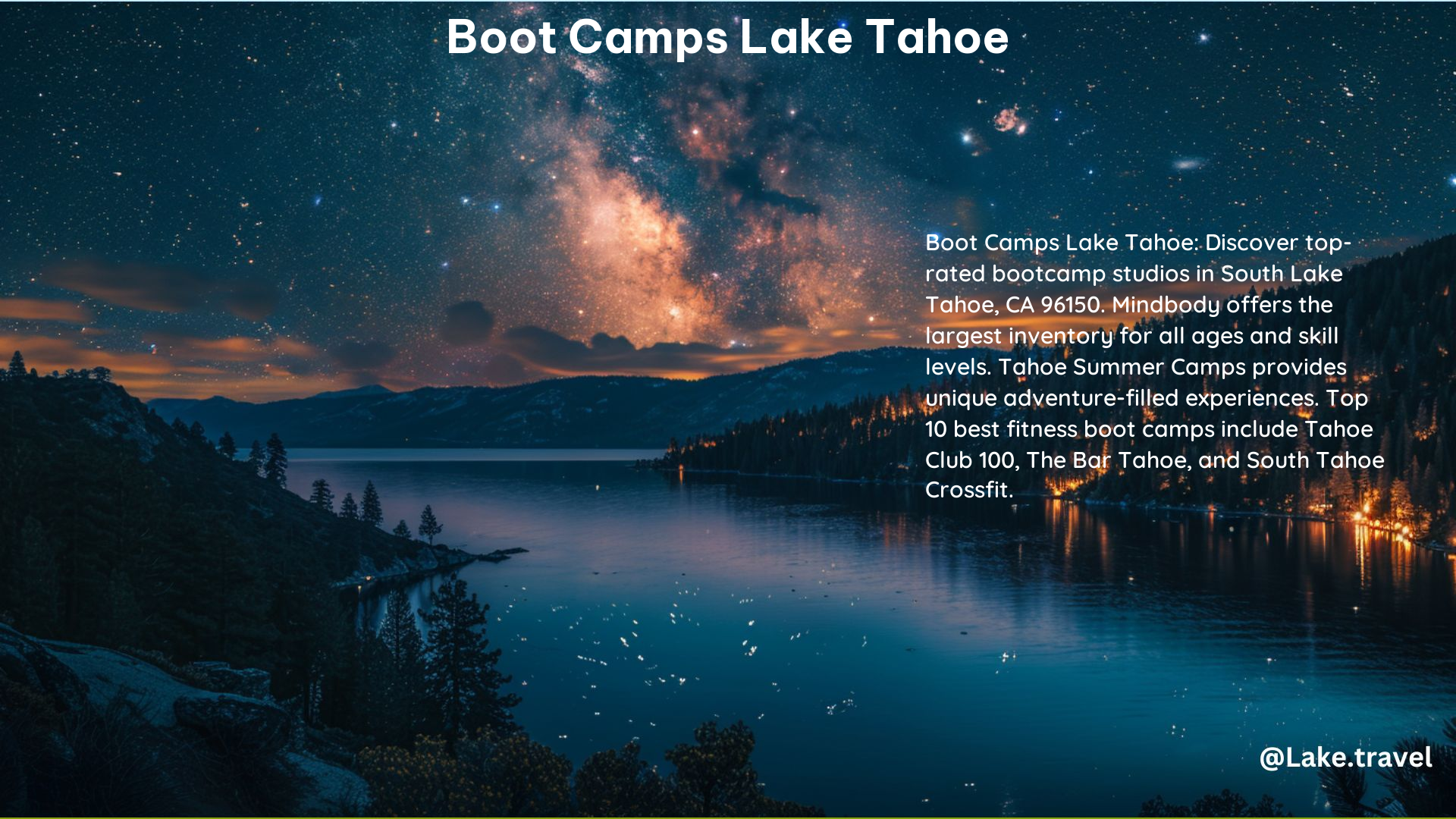 Boot Camps Lake Tahoe