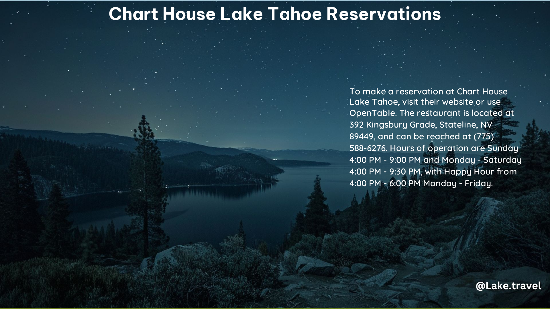 Chart House Lake Tahoe Reservations