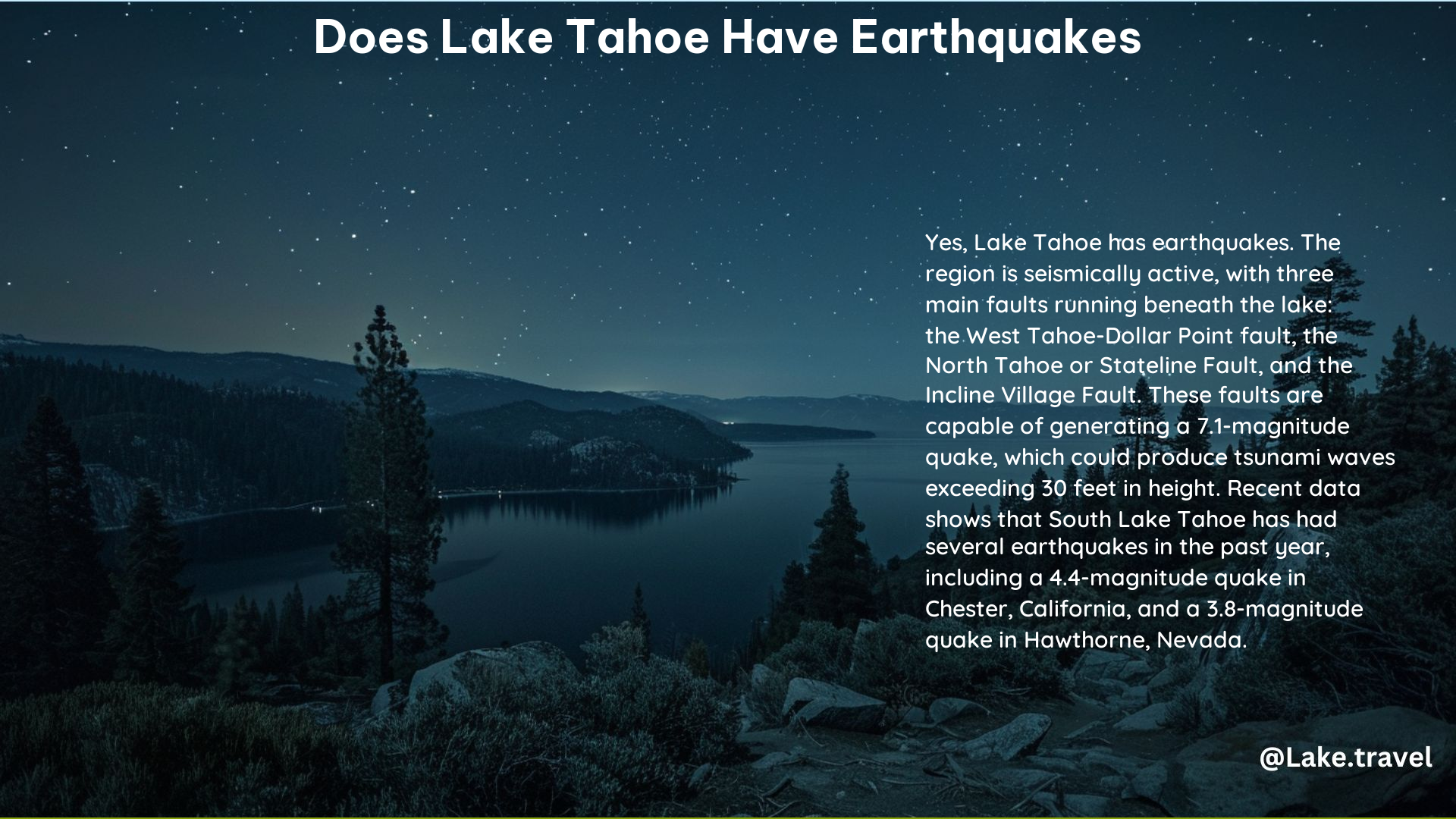 Does Lake Tahoe Have Earthquakes