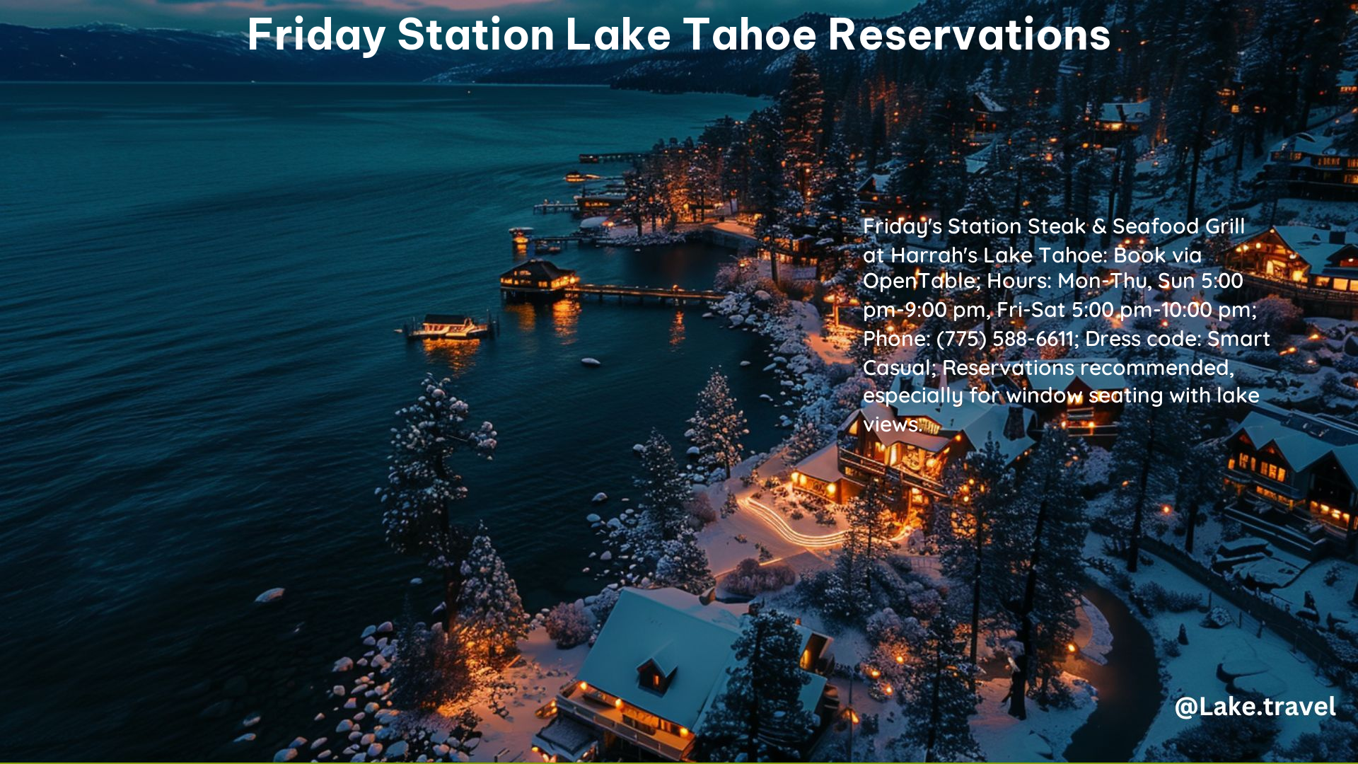 Friday Station Lake Tahoe Reservations