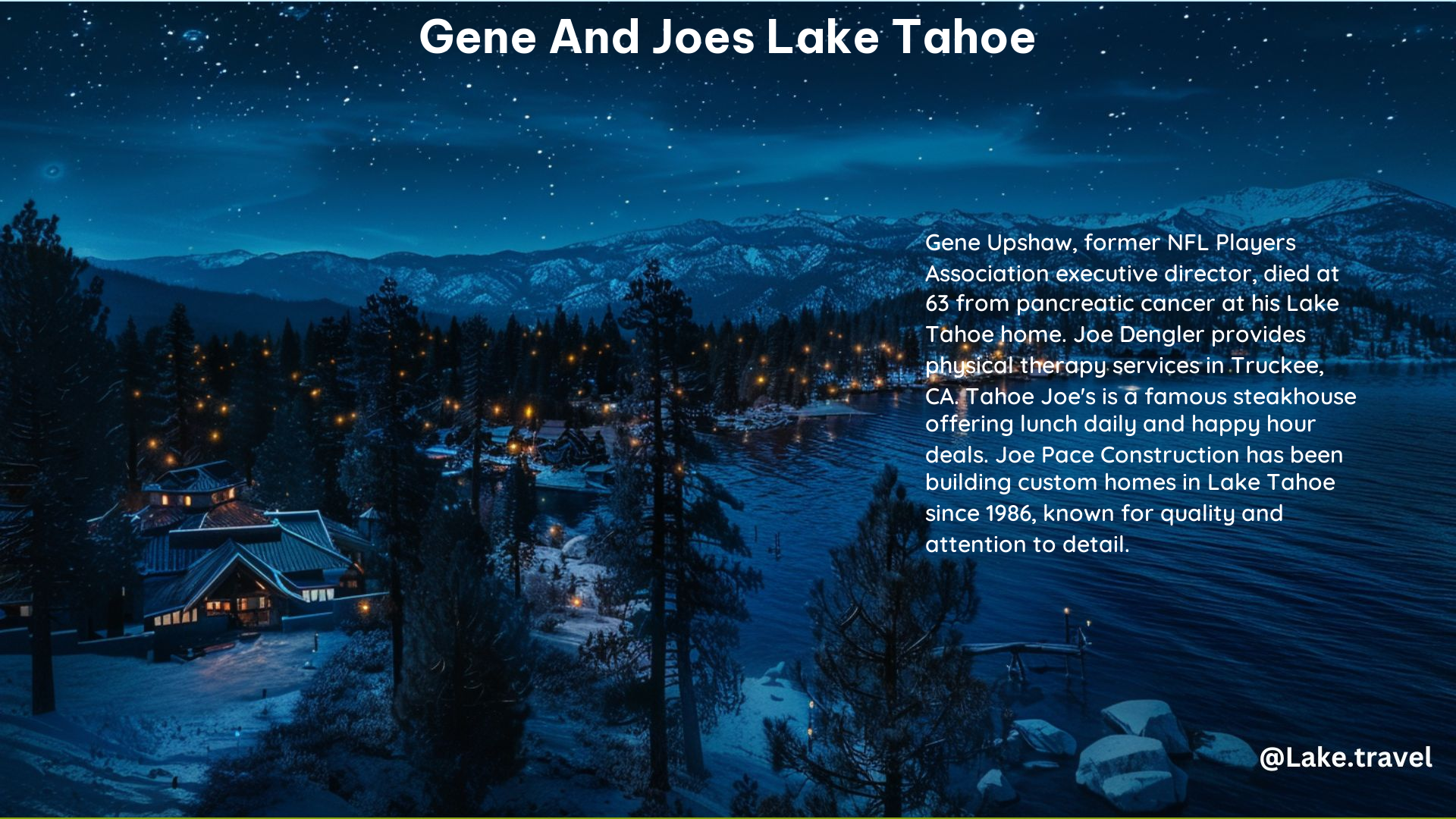 Gene and Joes Lake Tahoe