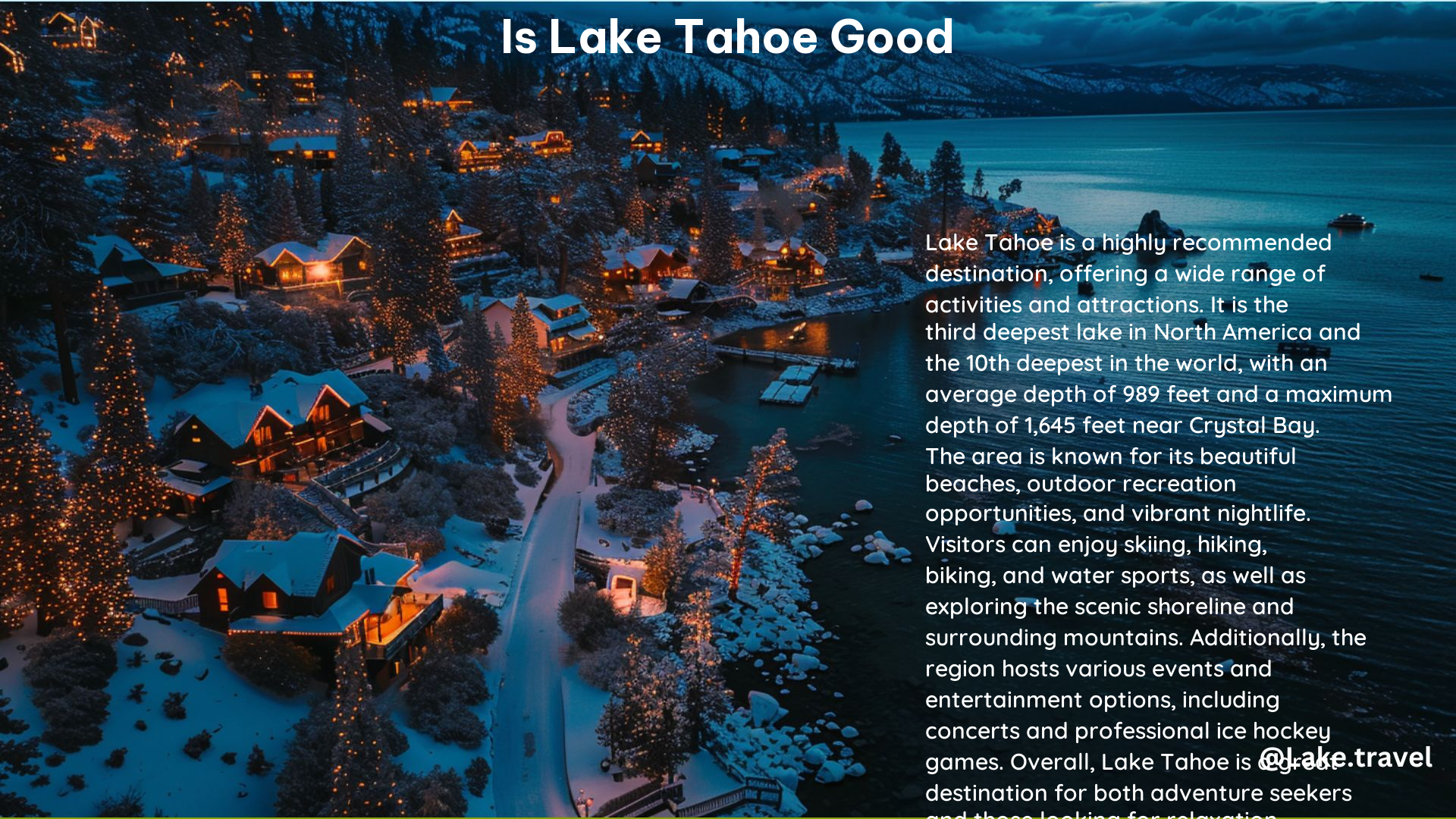 Is Lake Tahoe Good