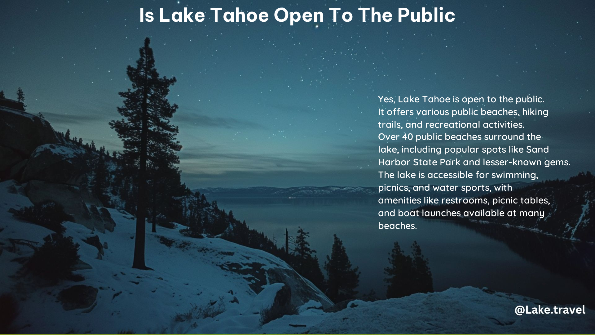 Is Lake Tahoe Open to the Public