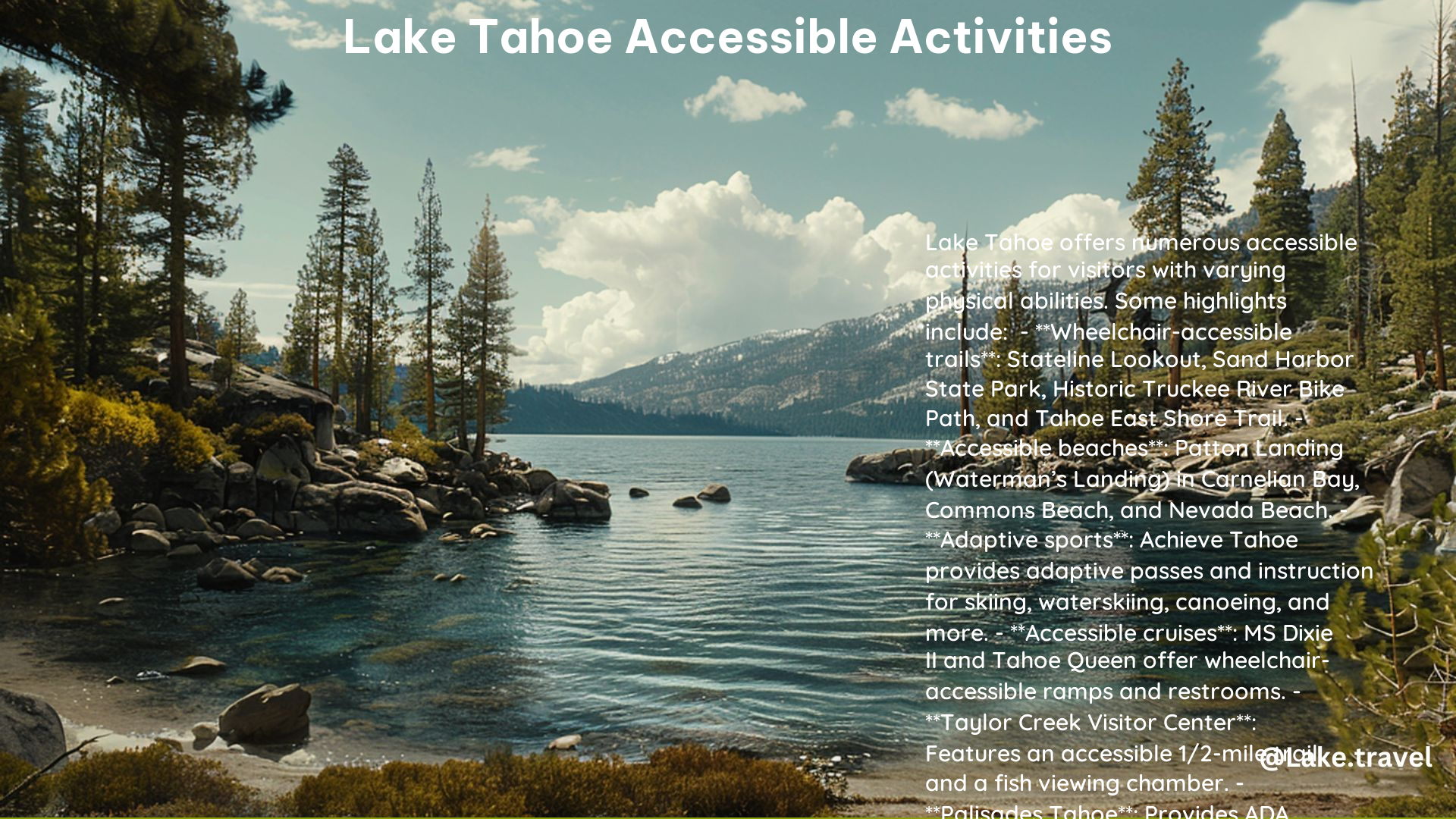 Lake Tahoe Accessible Activities