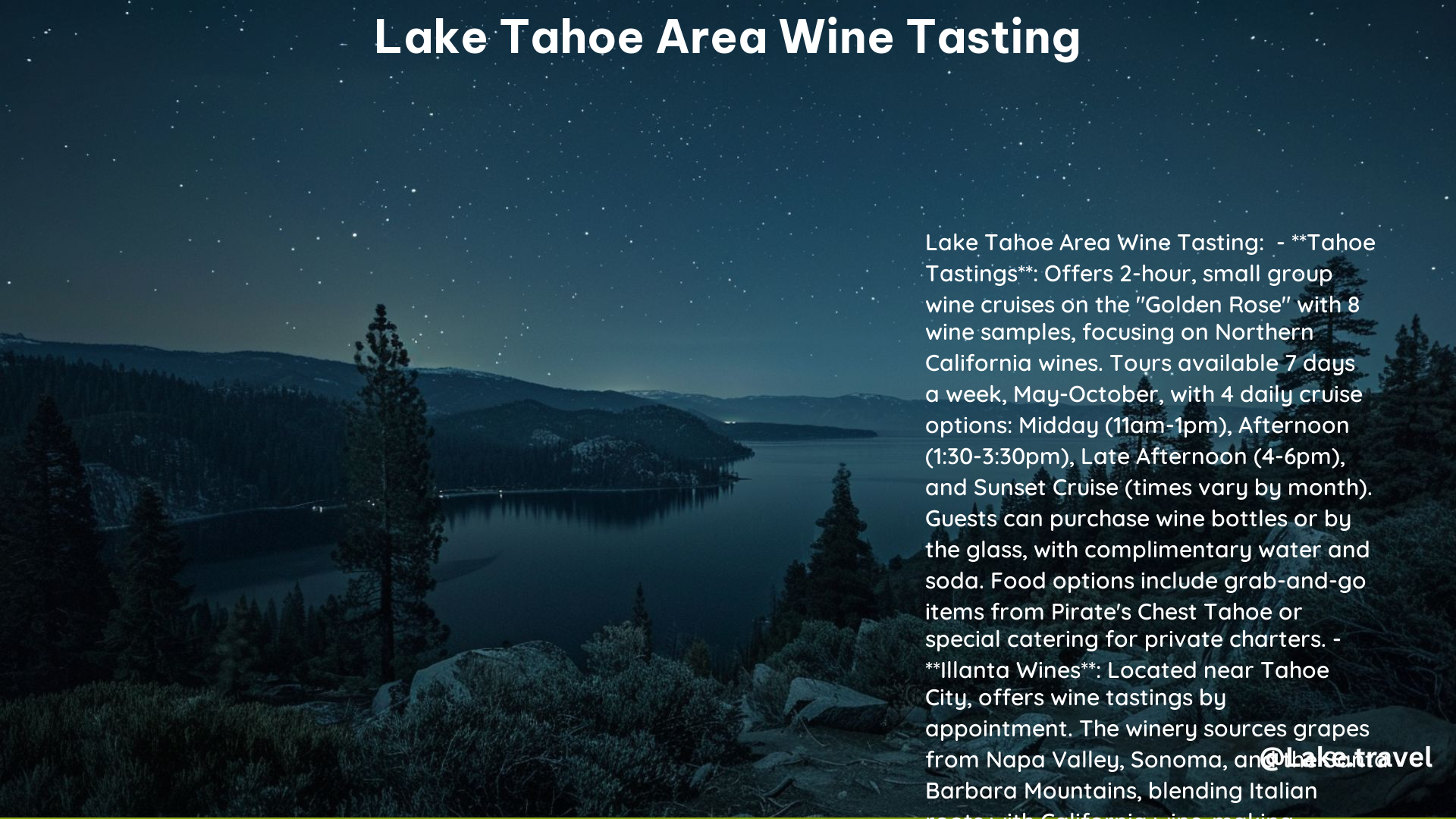 Lake Tahoe Area Wine Tasting