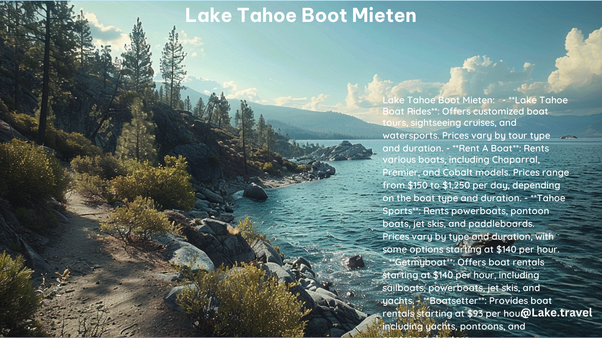 Lake Tahoe Boot Mieten