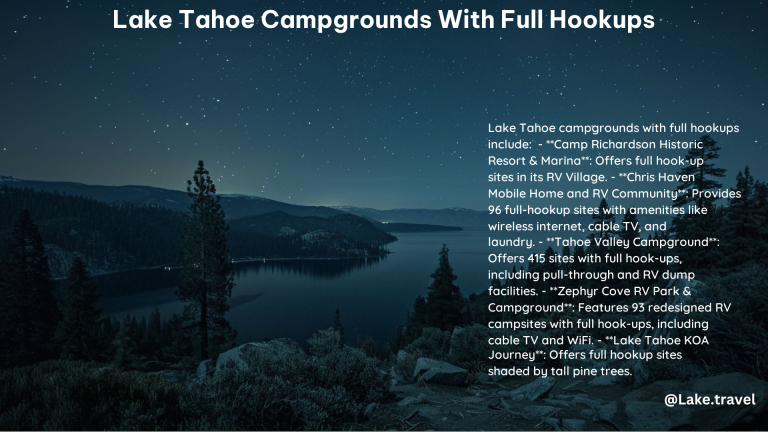 Lake Tahoe Campgrounds With Full Hookups