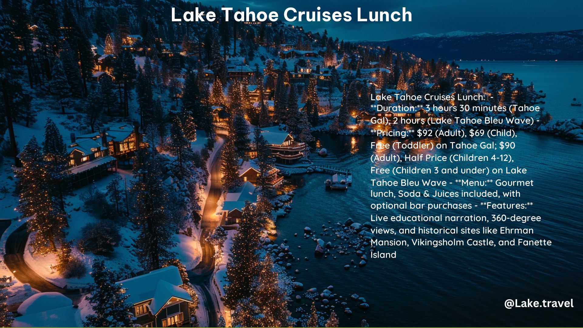 Lake Tahoe Cruises Lunch