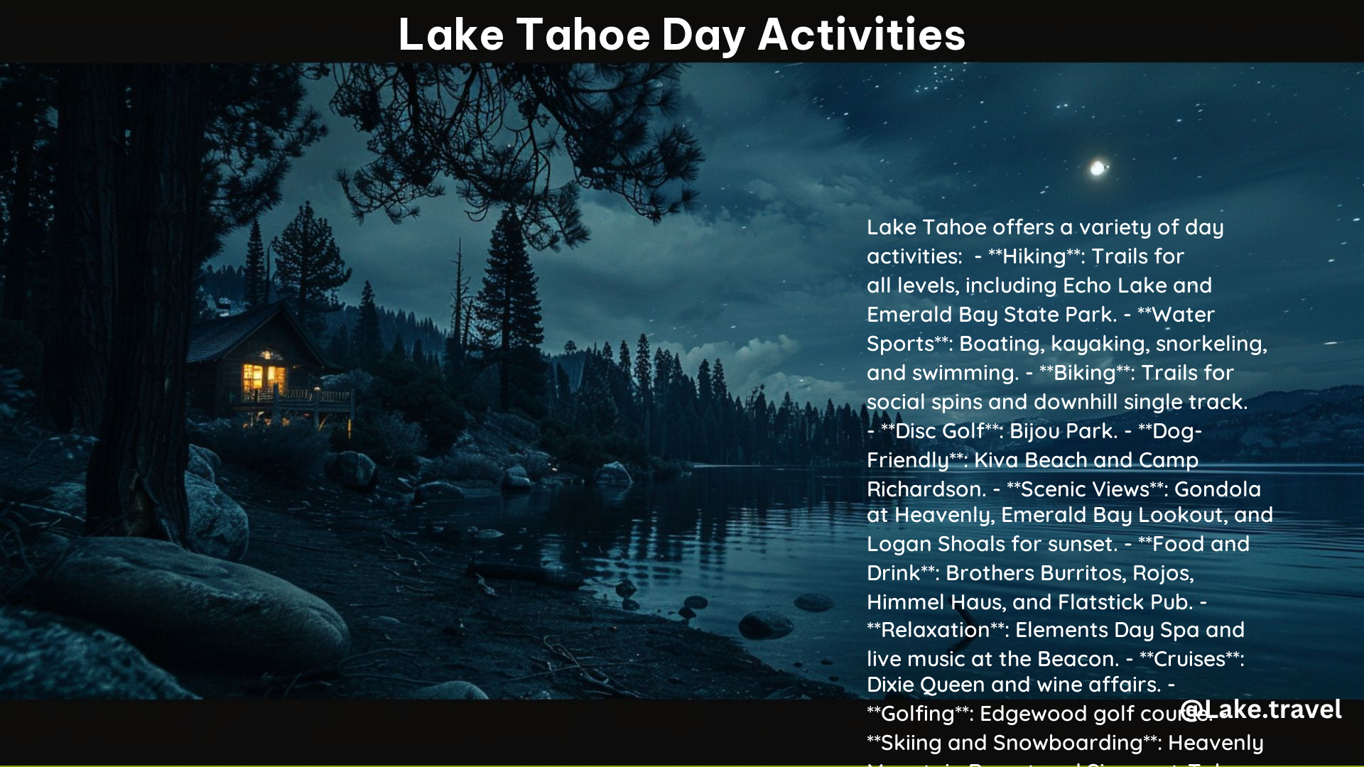 Lake Tahoe Day Activities