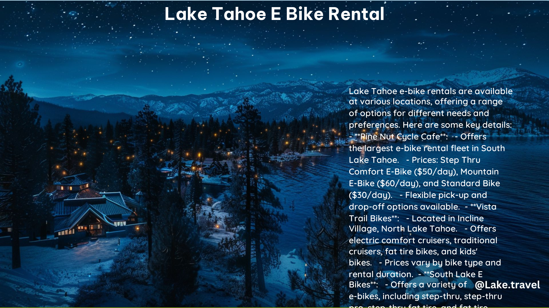 Lake Tahoe E Bike Rental