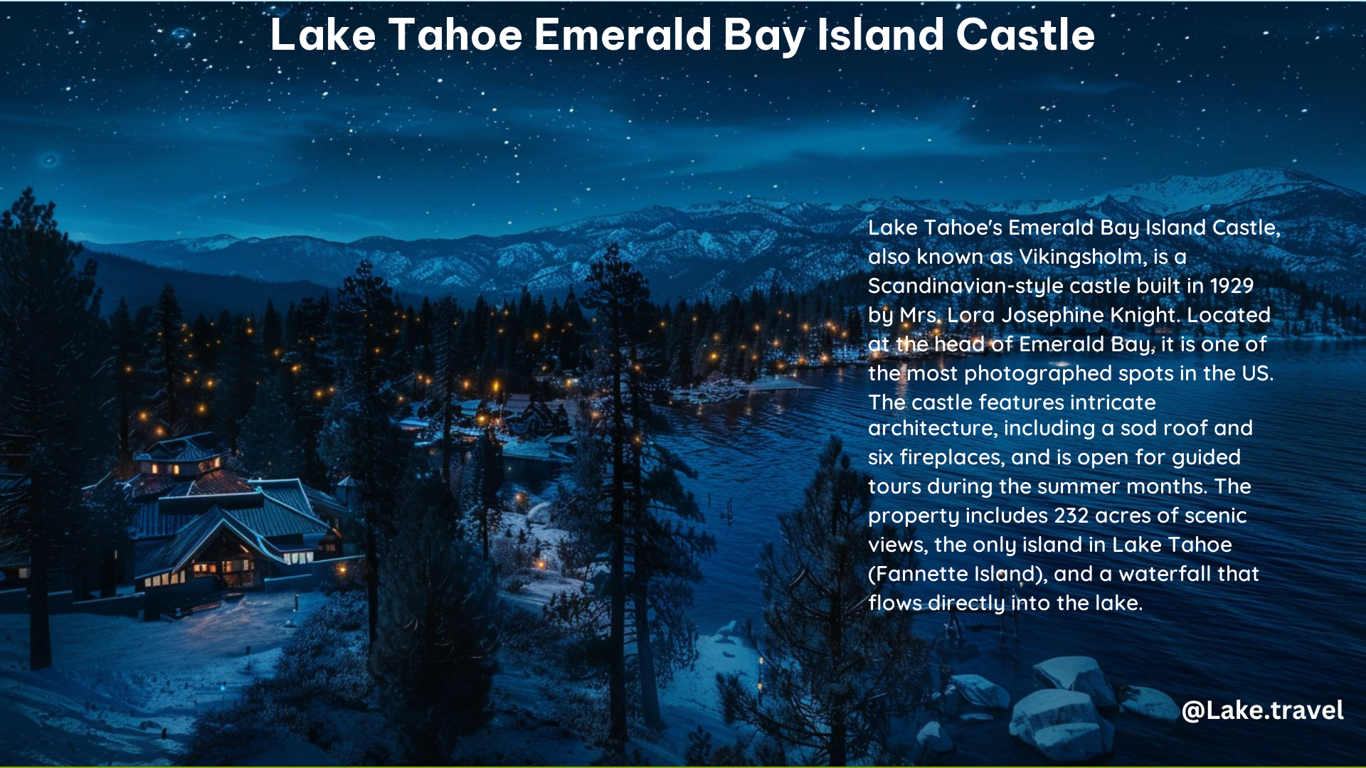 Lake Tahoe Emerald Bay Island Castle