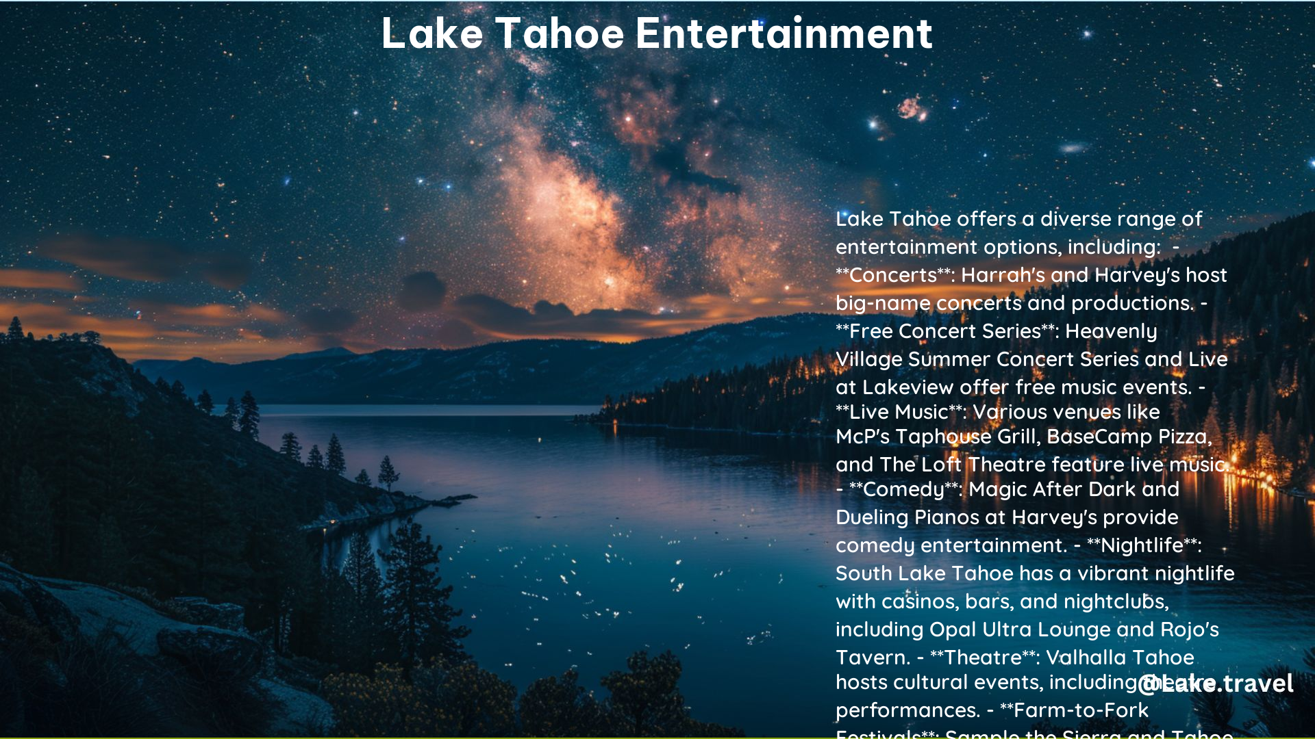 Lake Tahoe Entertainment