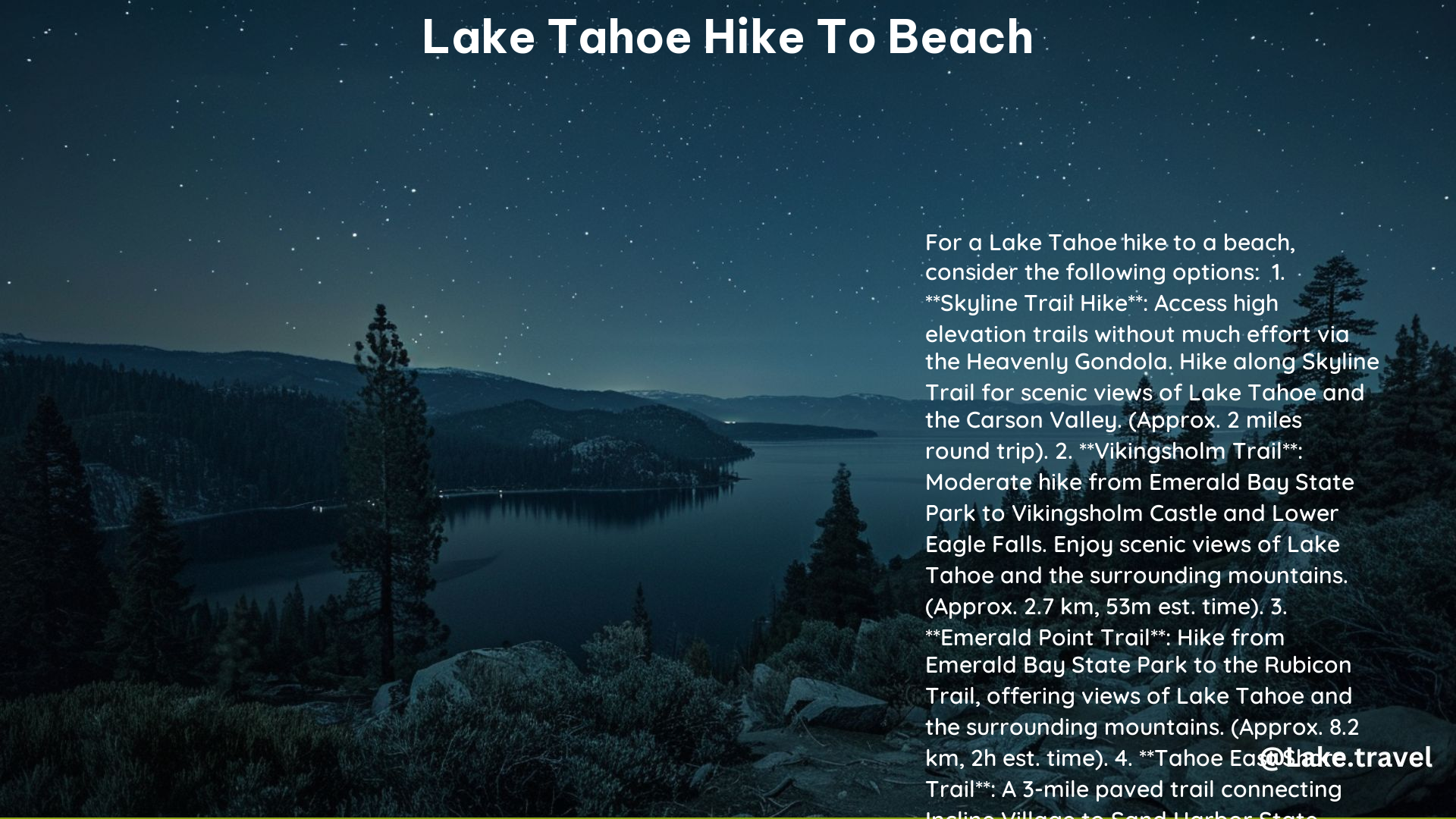 Lake Tahoe Hike to Beach