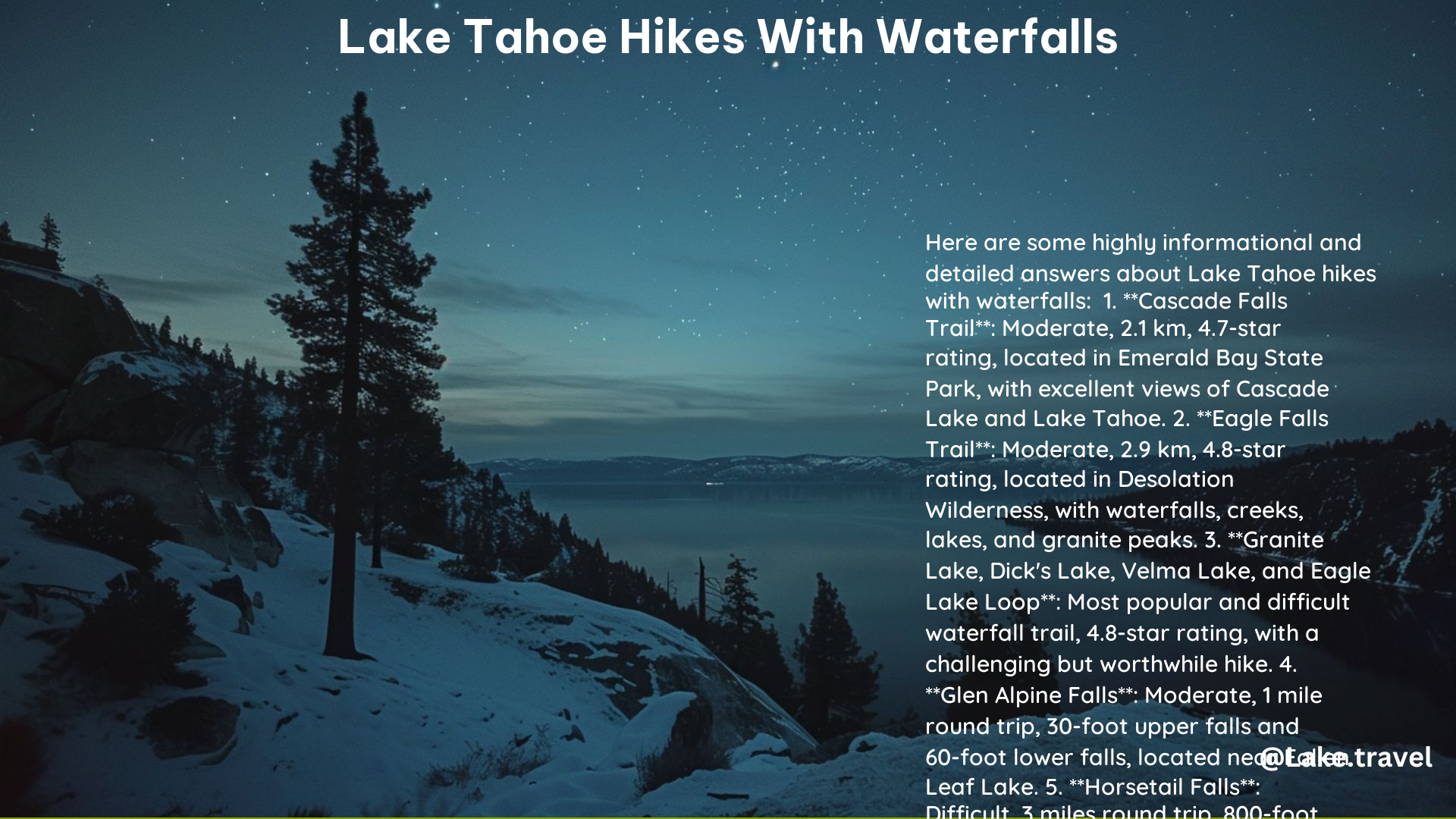 Lake Tahoe Hikes With Waterfalls