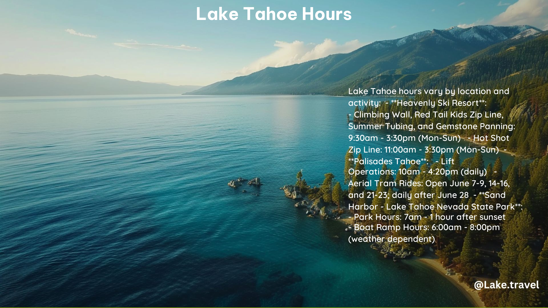 Lake Tahoe Hours