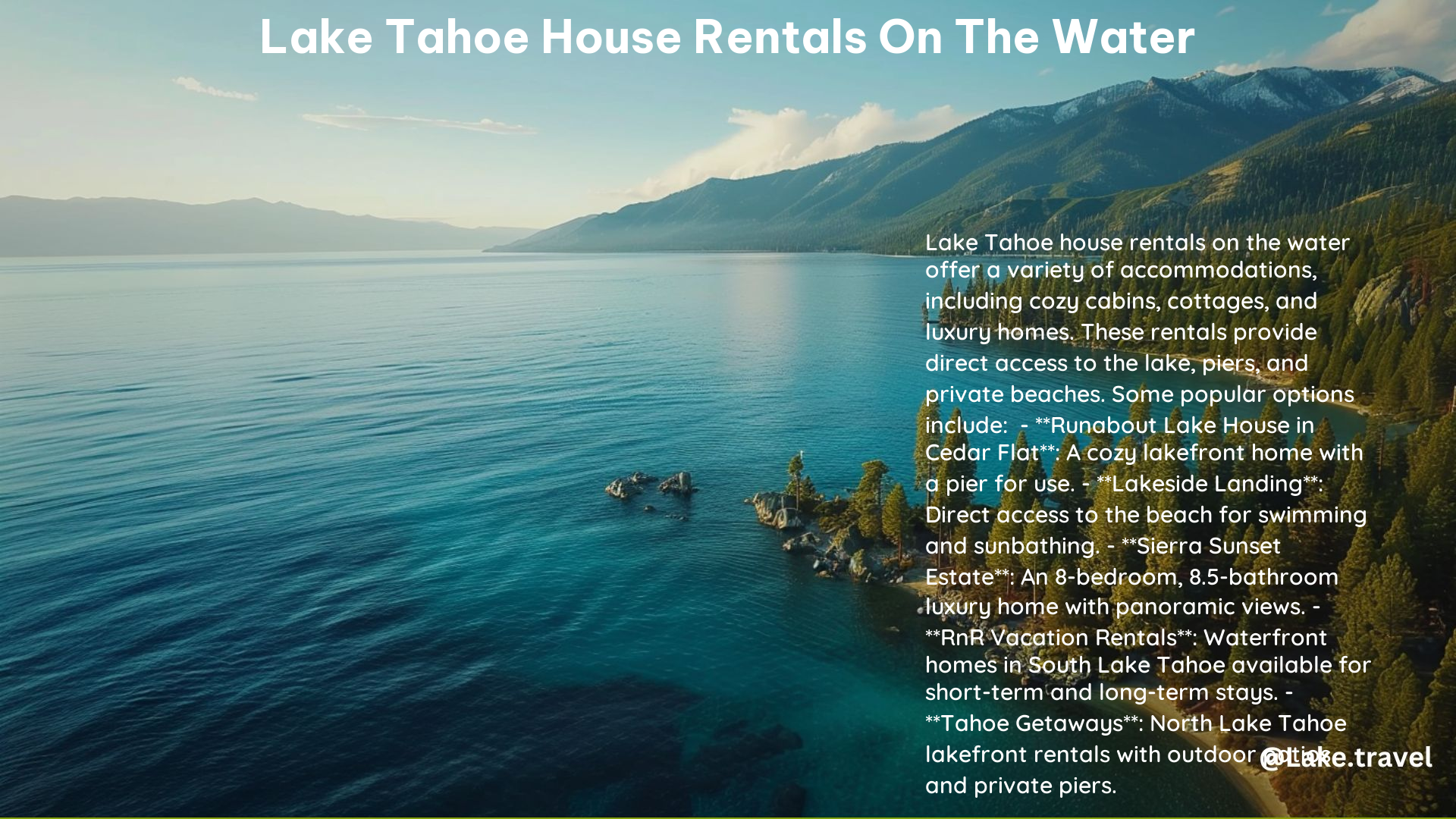 Lake Tahoe House Rentals on the Water