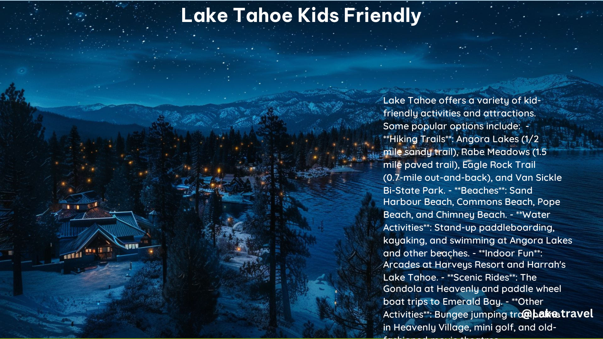 Lake Tahoe Kids Friendly